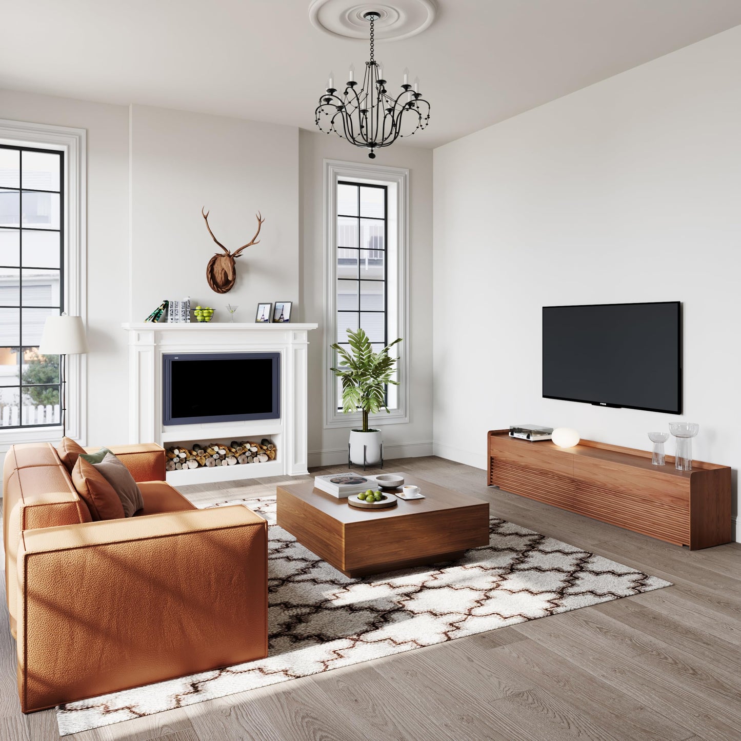 Walnut Modern Square Coffee Table