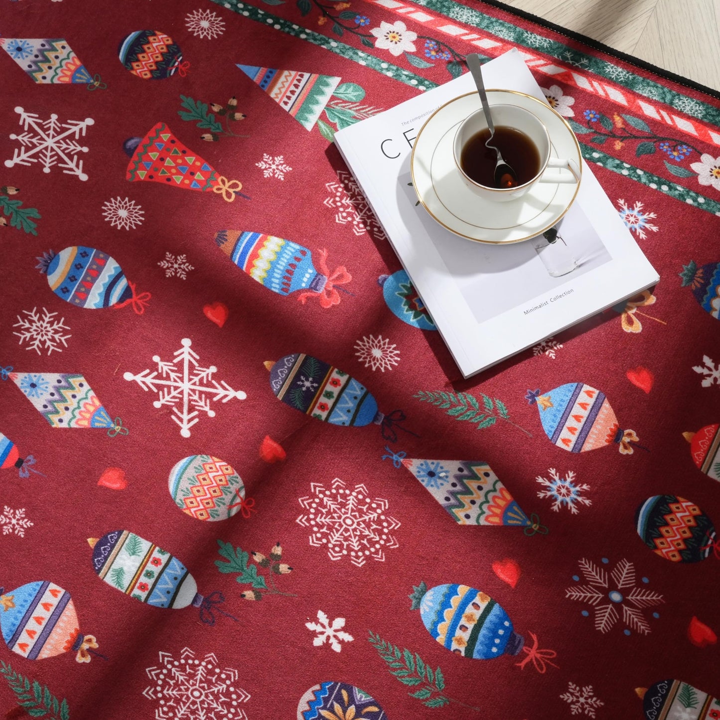 Xmas Snowflake Red Rugs