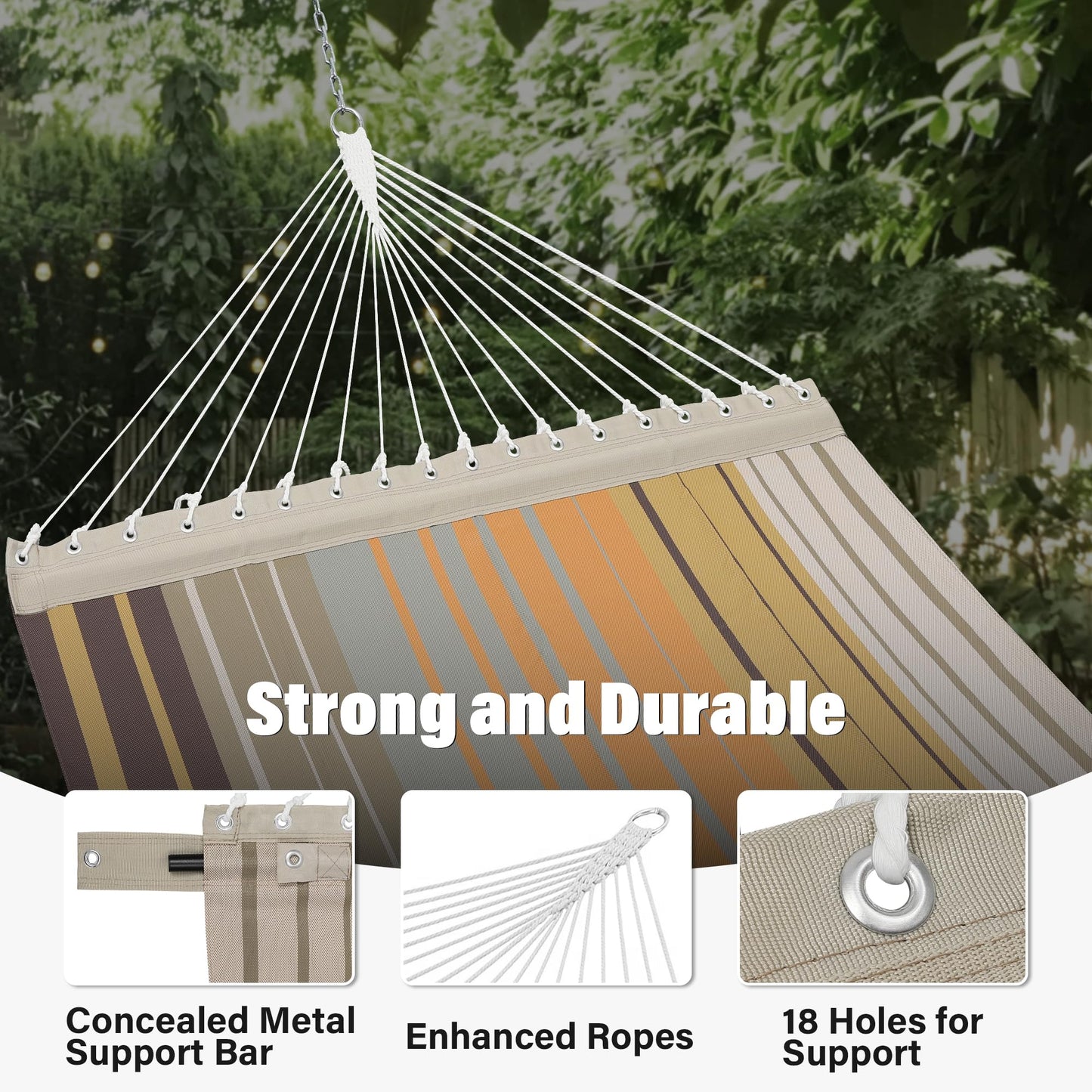 Textilene Outdoor Double Hammock - Heavy Duty Hammocks for Outside