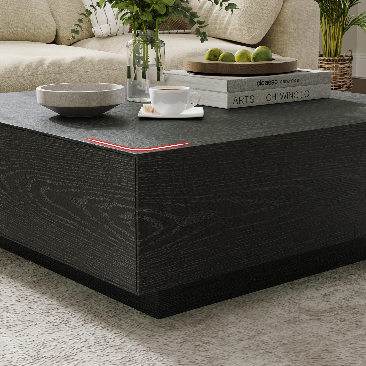 Black Modern Square Coffee Table