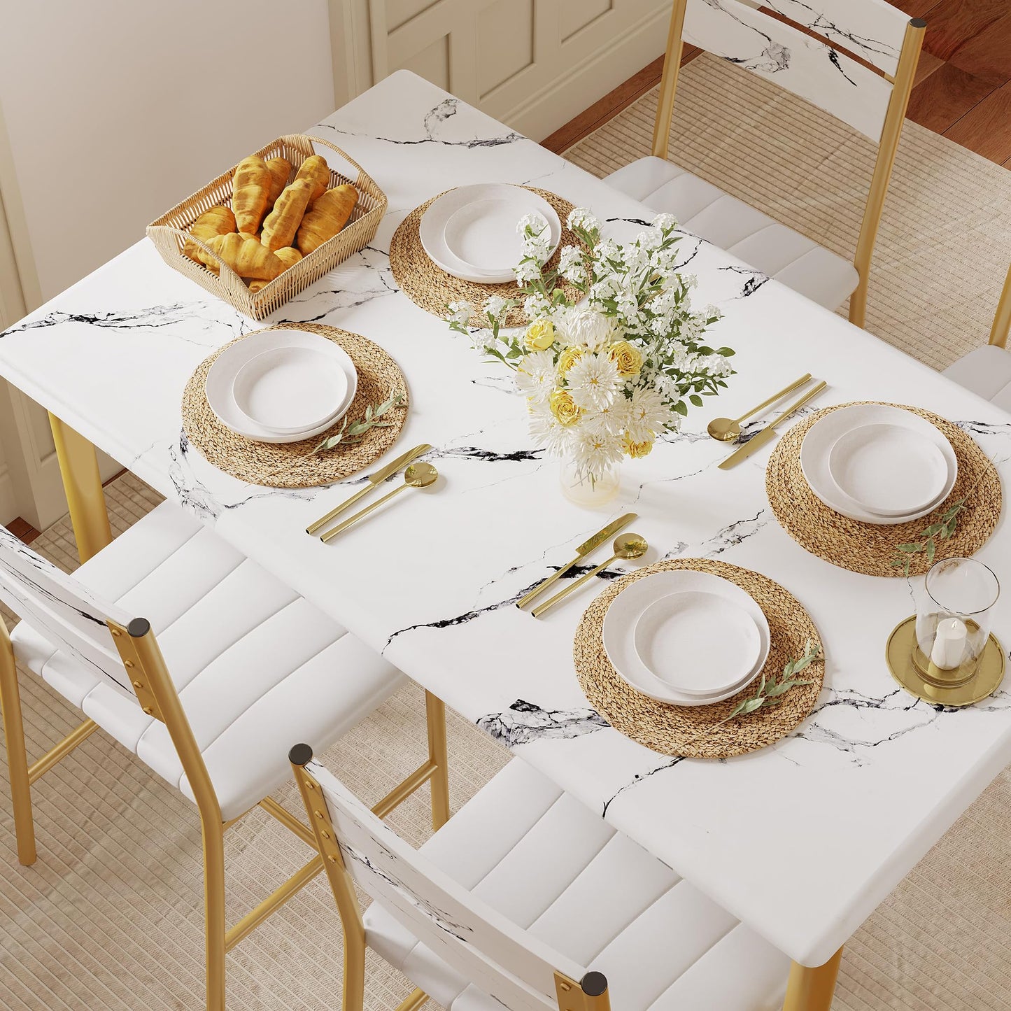 White & Gold Dining Table