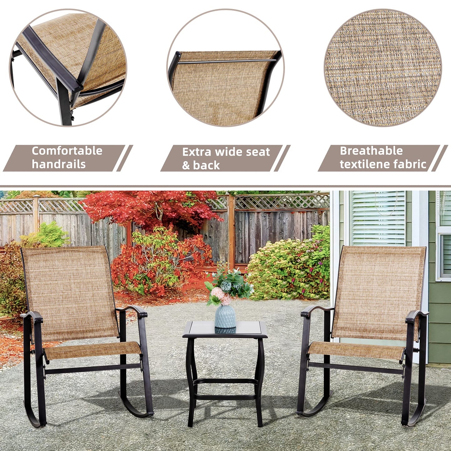 3 Piece Outdoor Rocking Bistro Set