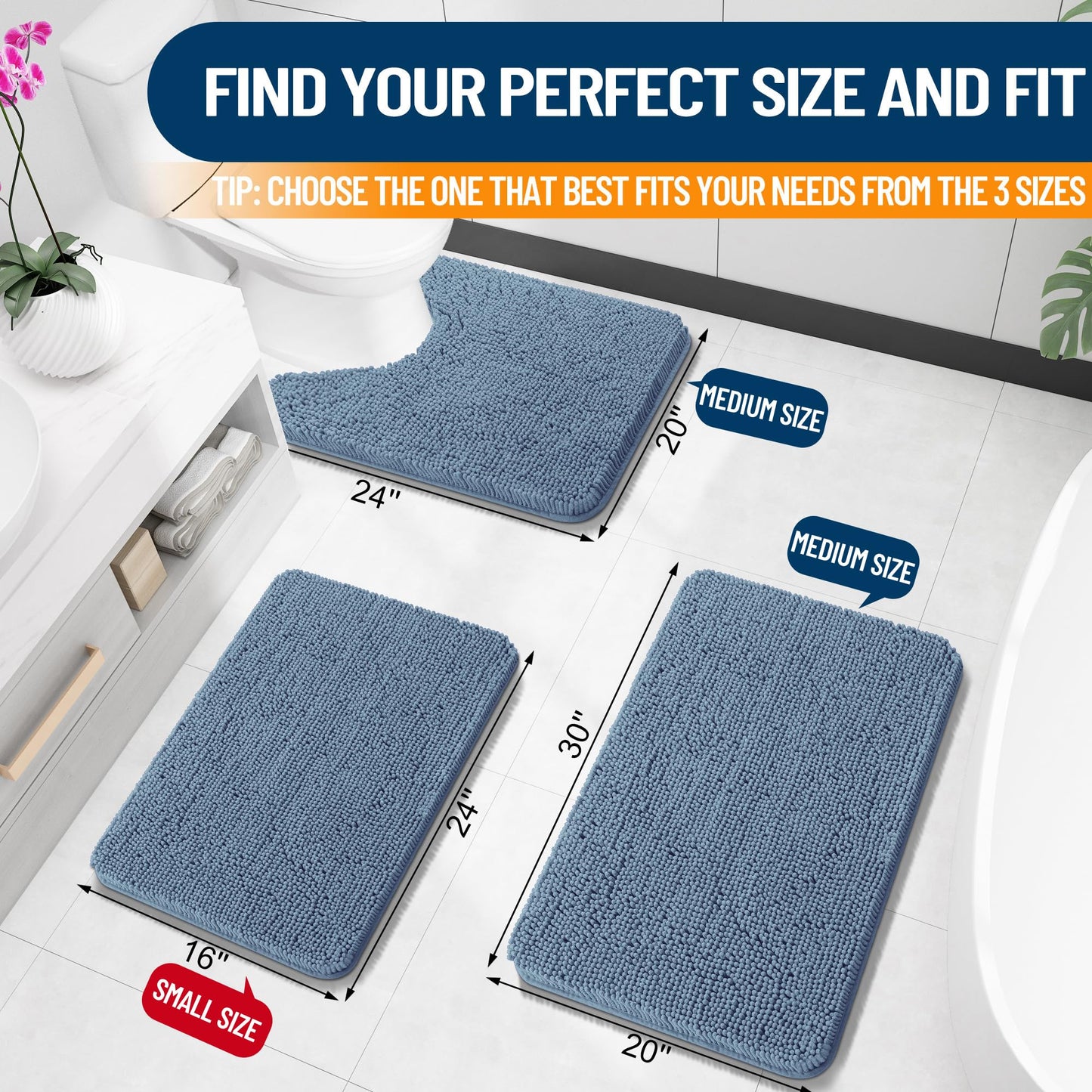 Airy Blue Rug(24" x 20")