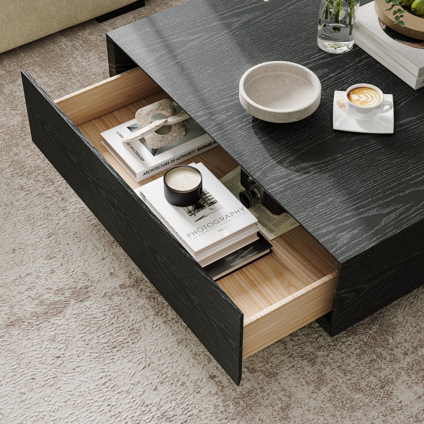 Black Modern Square Coffee Table