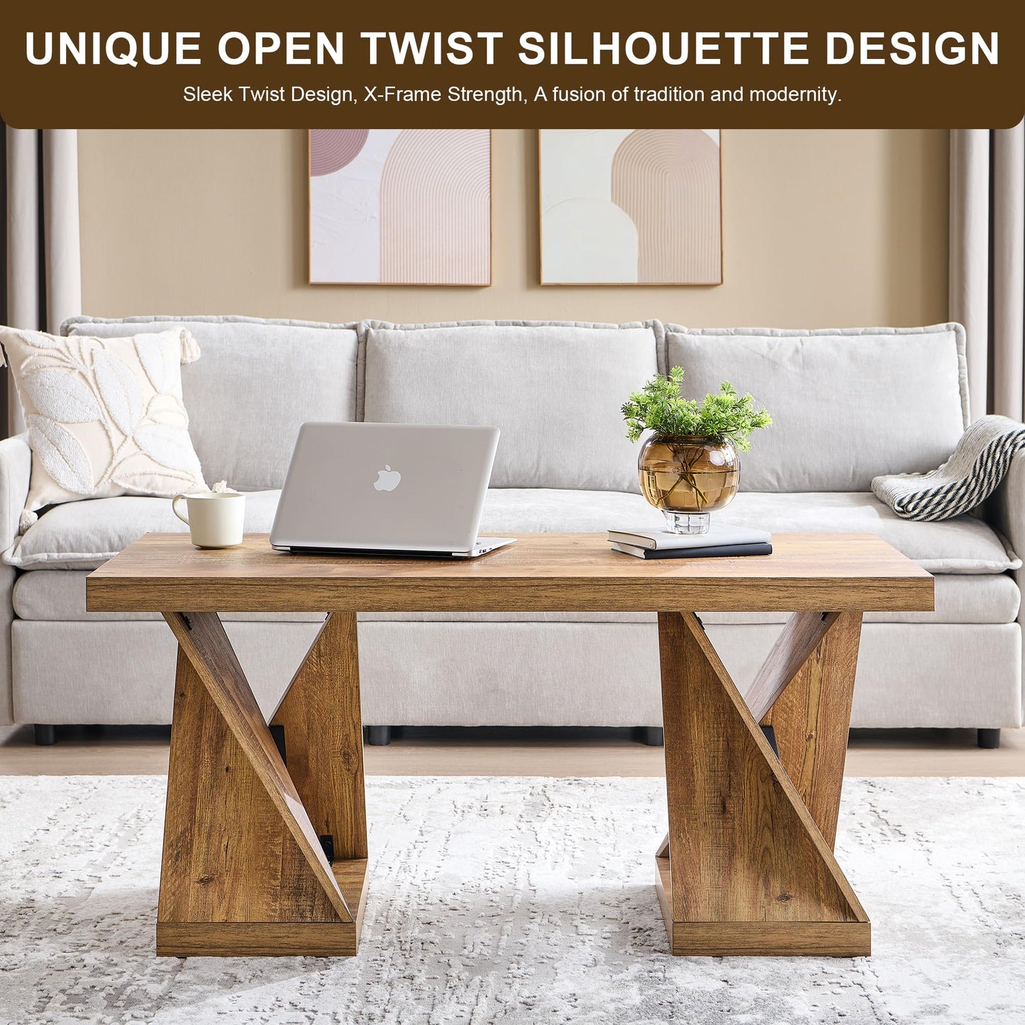 48" Twisted Center Table with Wood Thickened Pedestal
