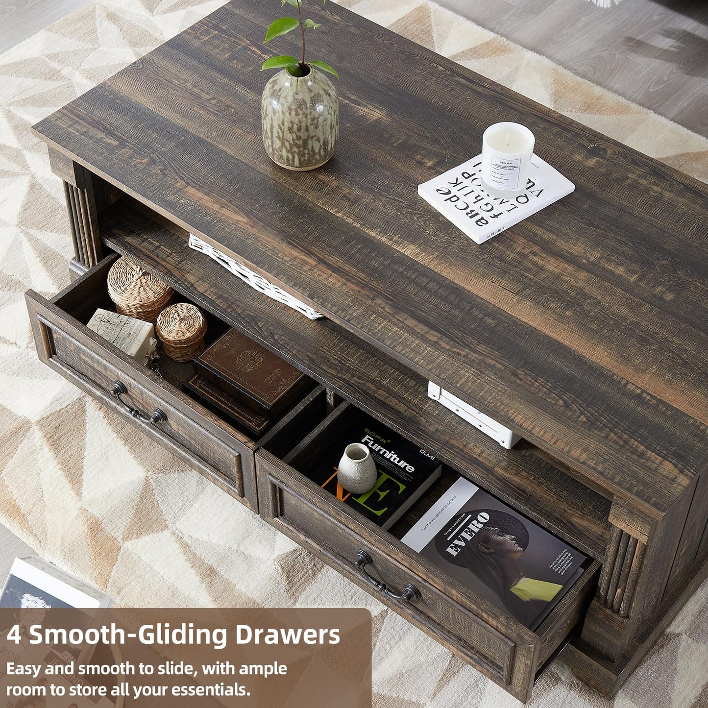 Wood Coffee Table for Living Room