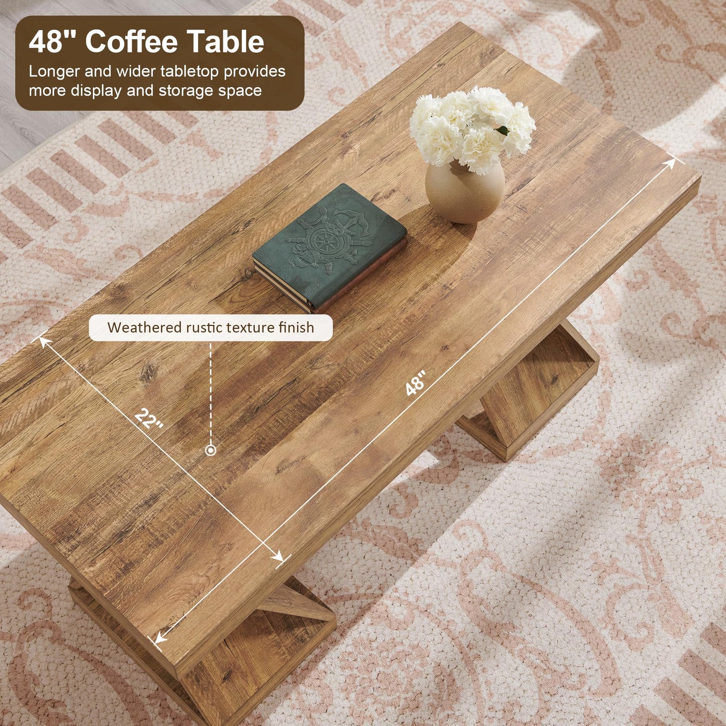 48" Twisted Center Table with Wood Thickened Pedestal