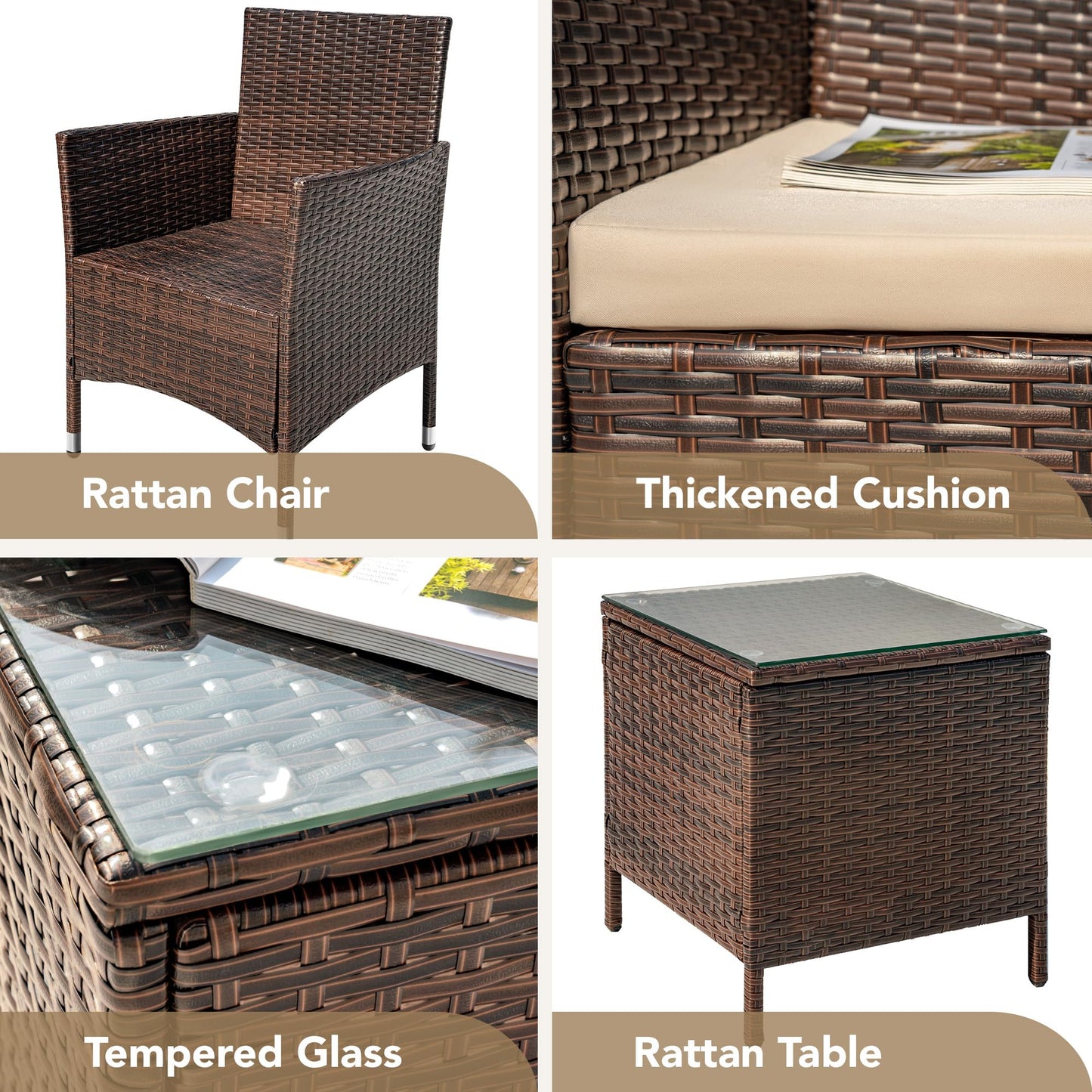 3 Pieces Patio Porch Furniture Sets