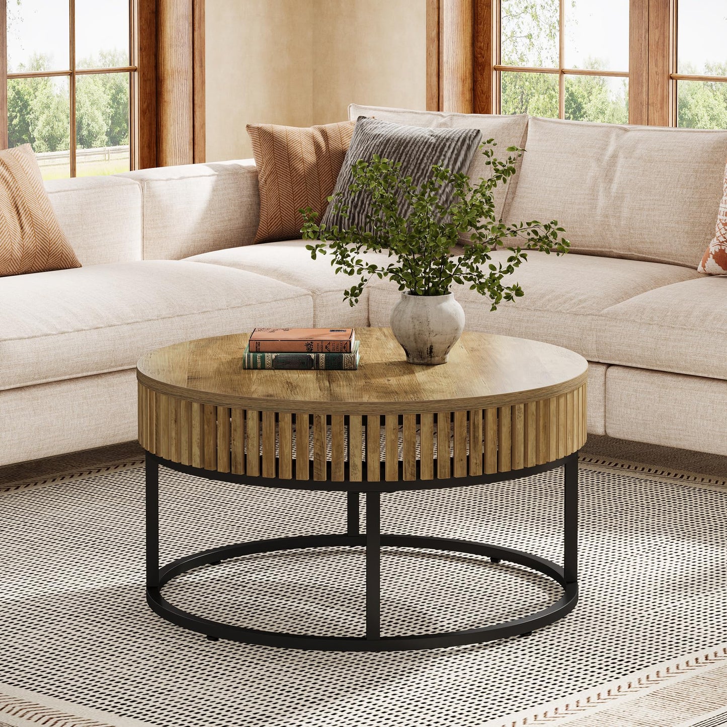31.5" Circle Cocktail Center Table for Living Room