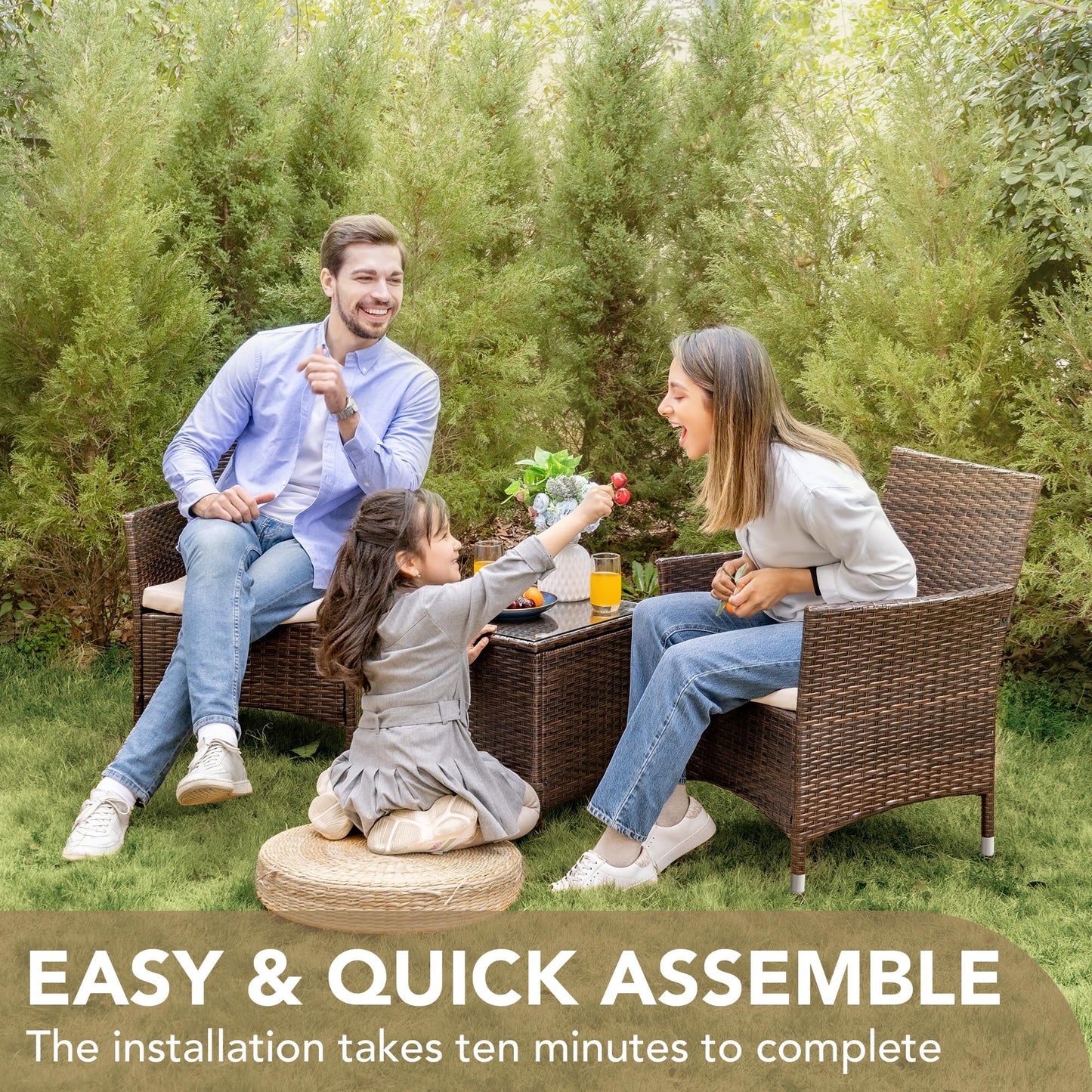 3 Pieces Patio Porch Furniture Sets