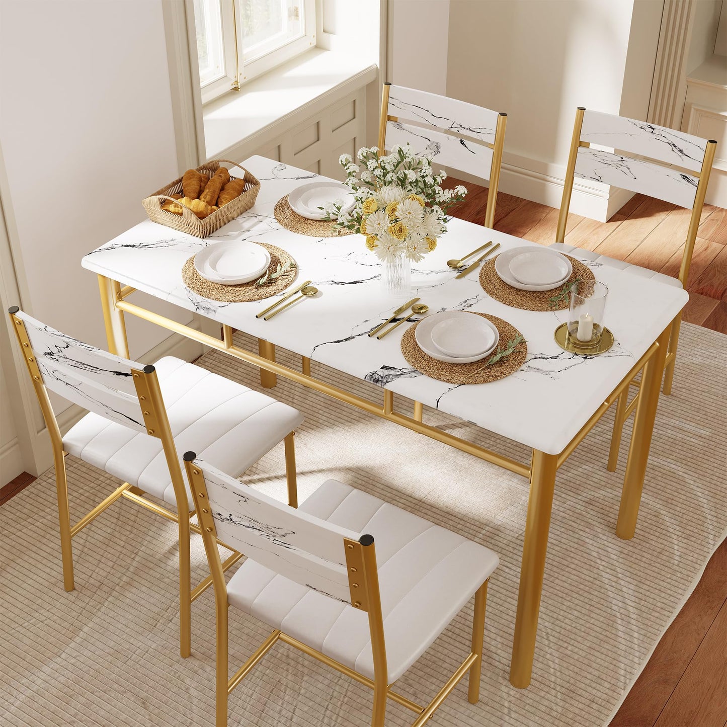 White & Gold Dining Table