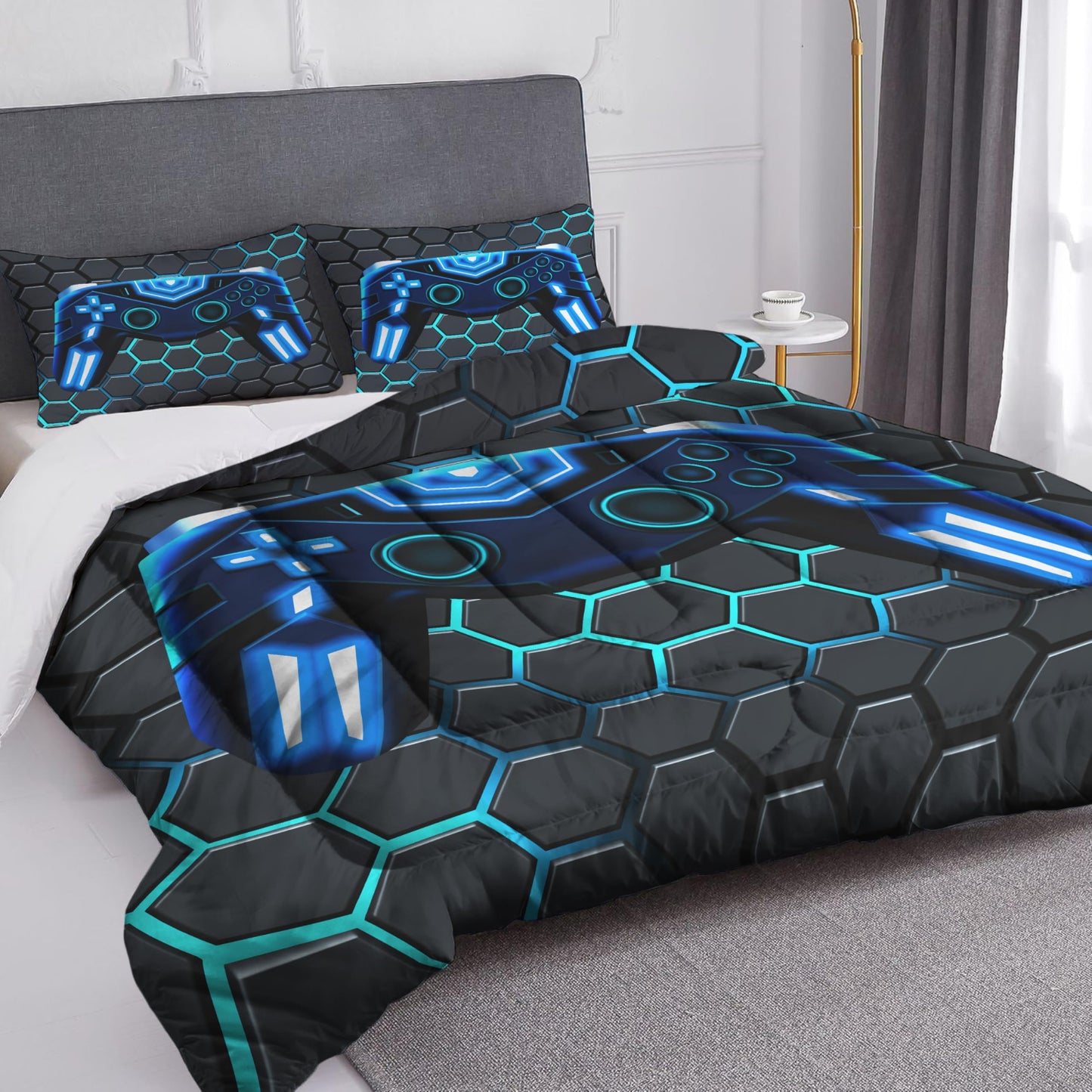 Comforter Twin Size Video Game Console Geometric Bedding Sets