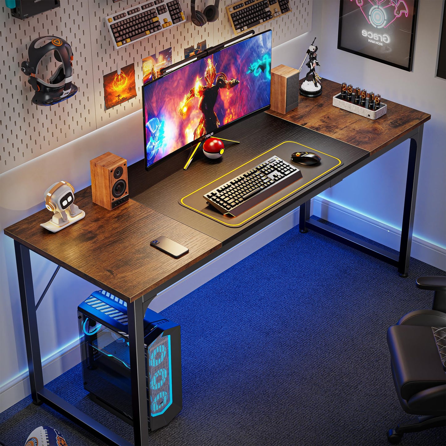 Brown And Back - 63 Inch Huuger Computer Desk