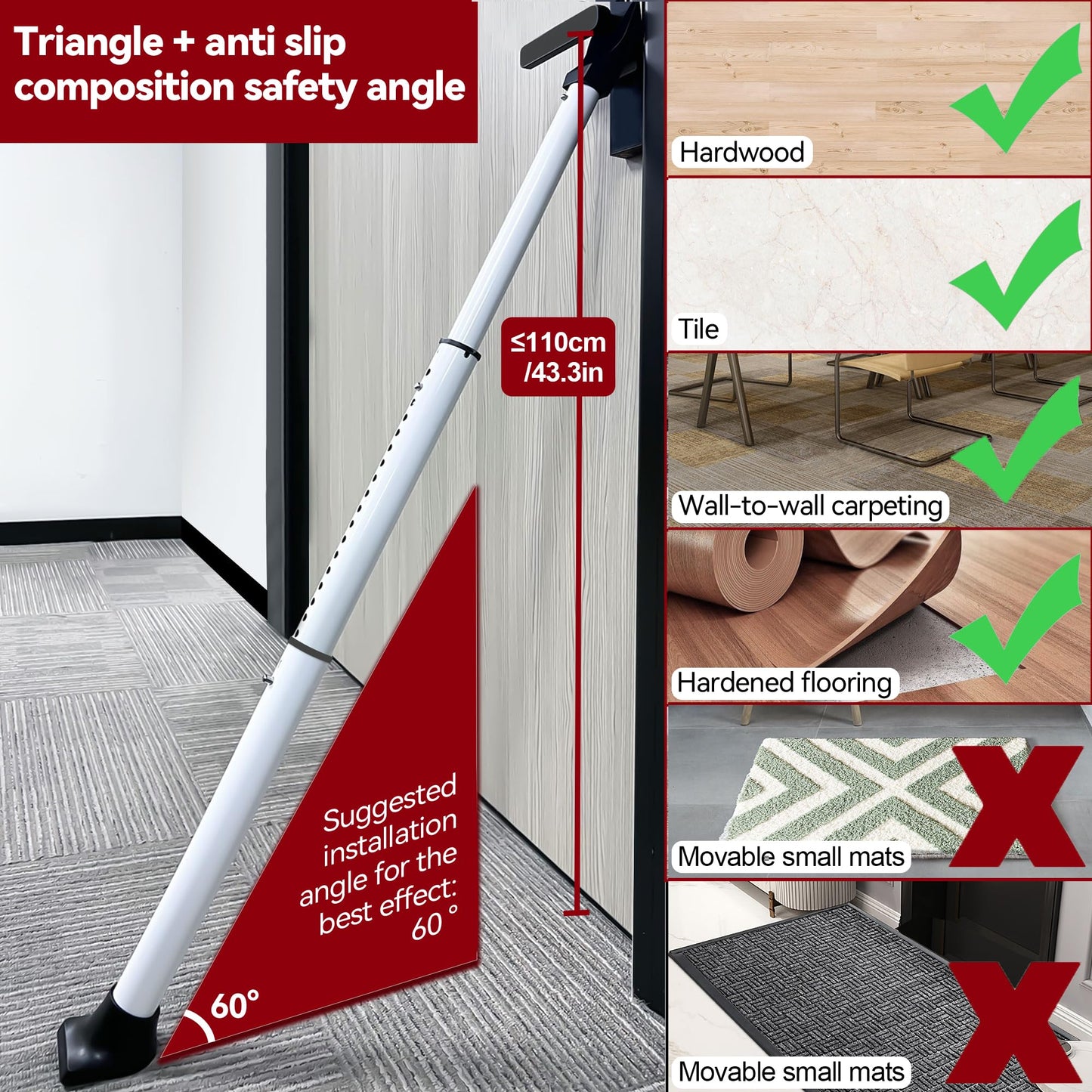 Upgraded Door Security Bar & Door Stopper