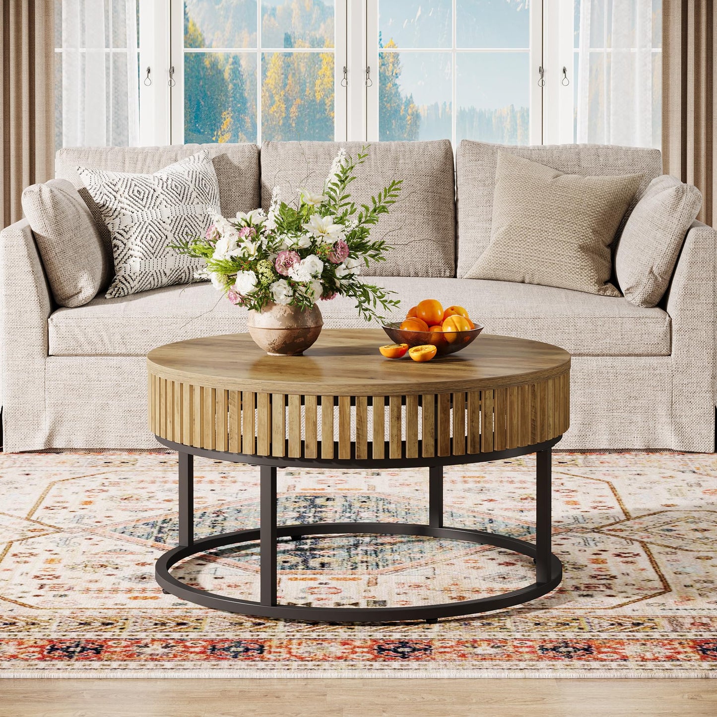 31.5" Circle Cocktail Center Table for Living Room