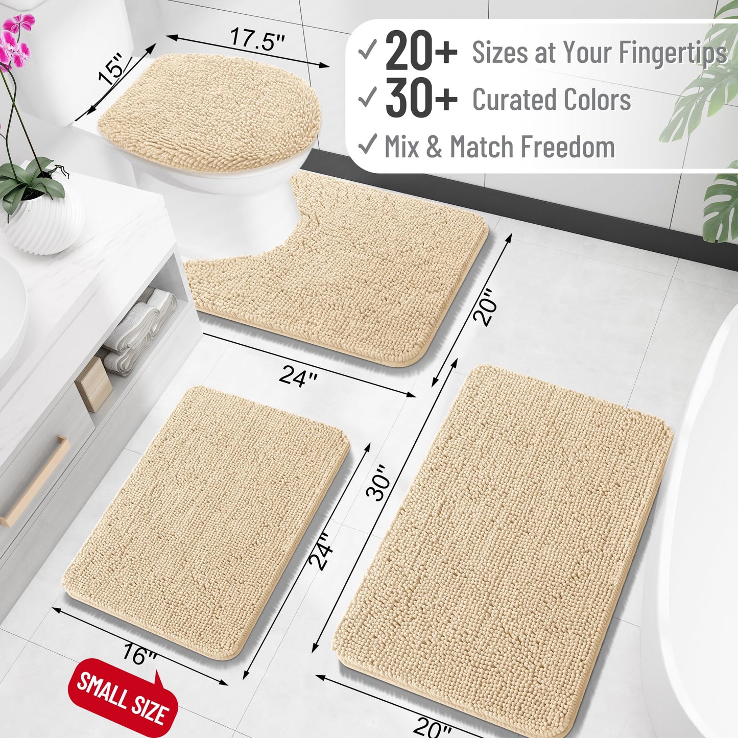 Beige Bathroom Rug(30" x 20")