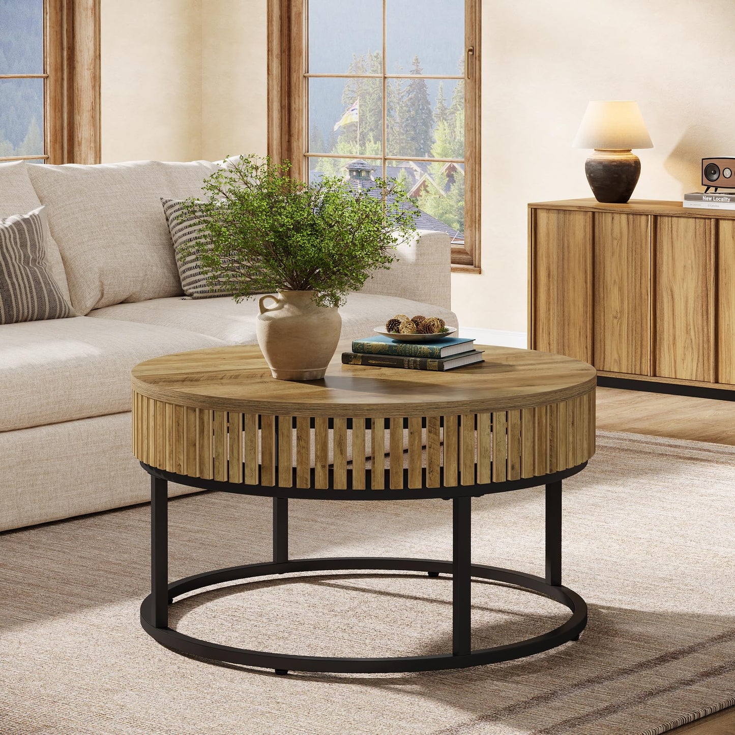 31.5" Circle Cocktail Center Table for Living Room
