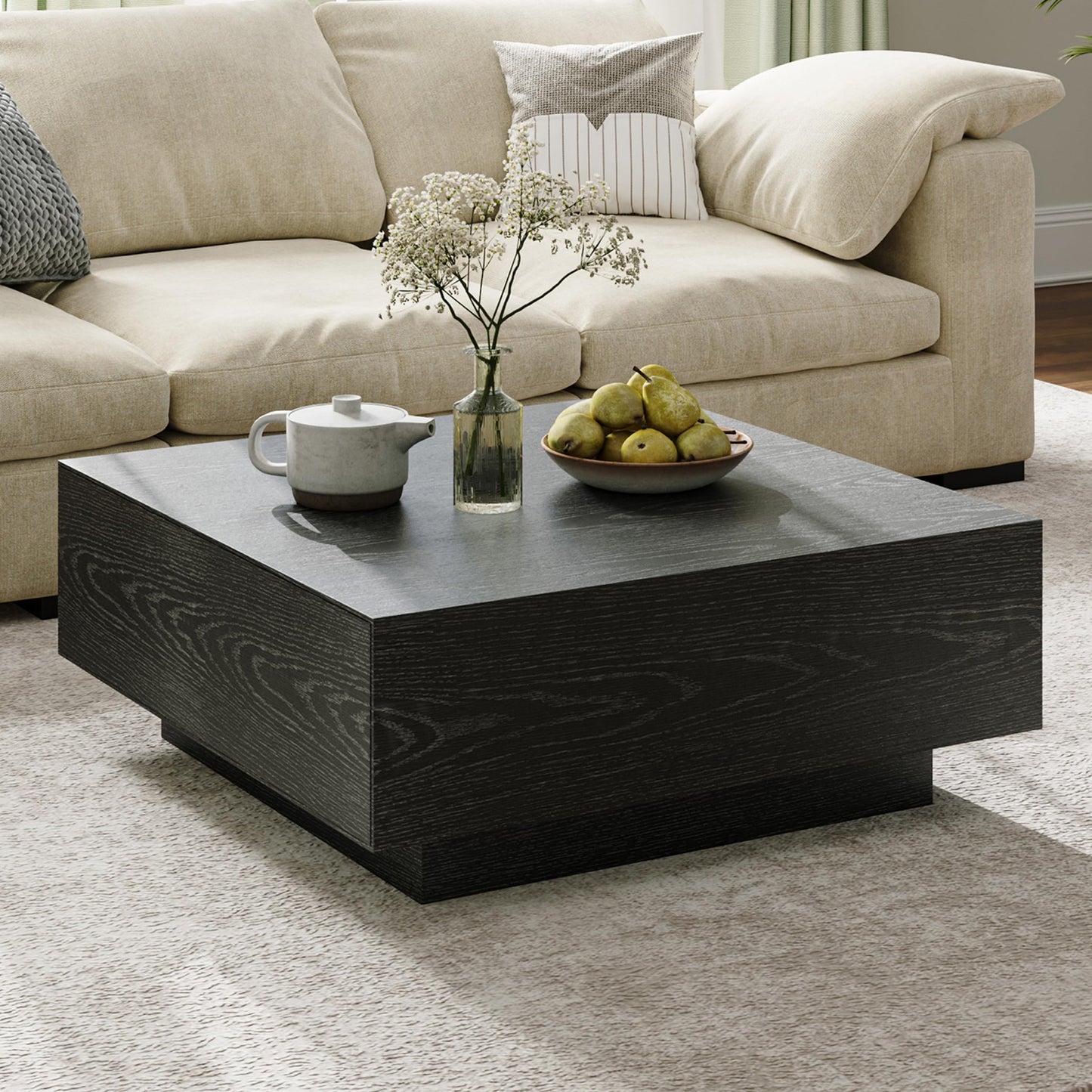 Black Modern Square Coffee Table