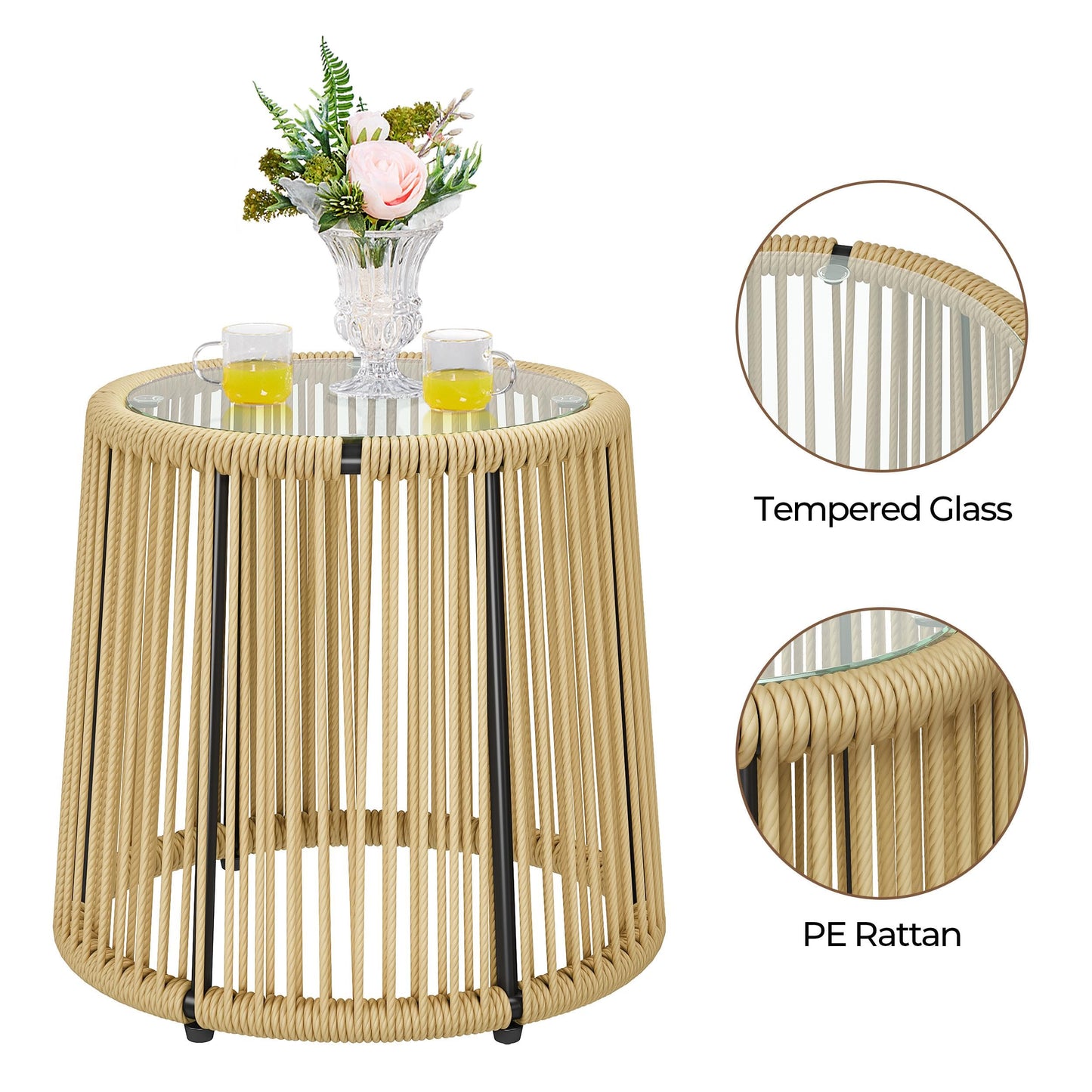 3 Piece Patio Rattan Bistro Set
