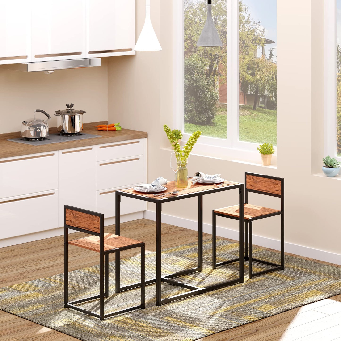 3-Piece Industrial Dining Table Set