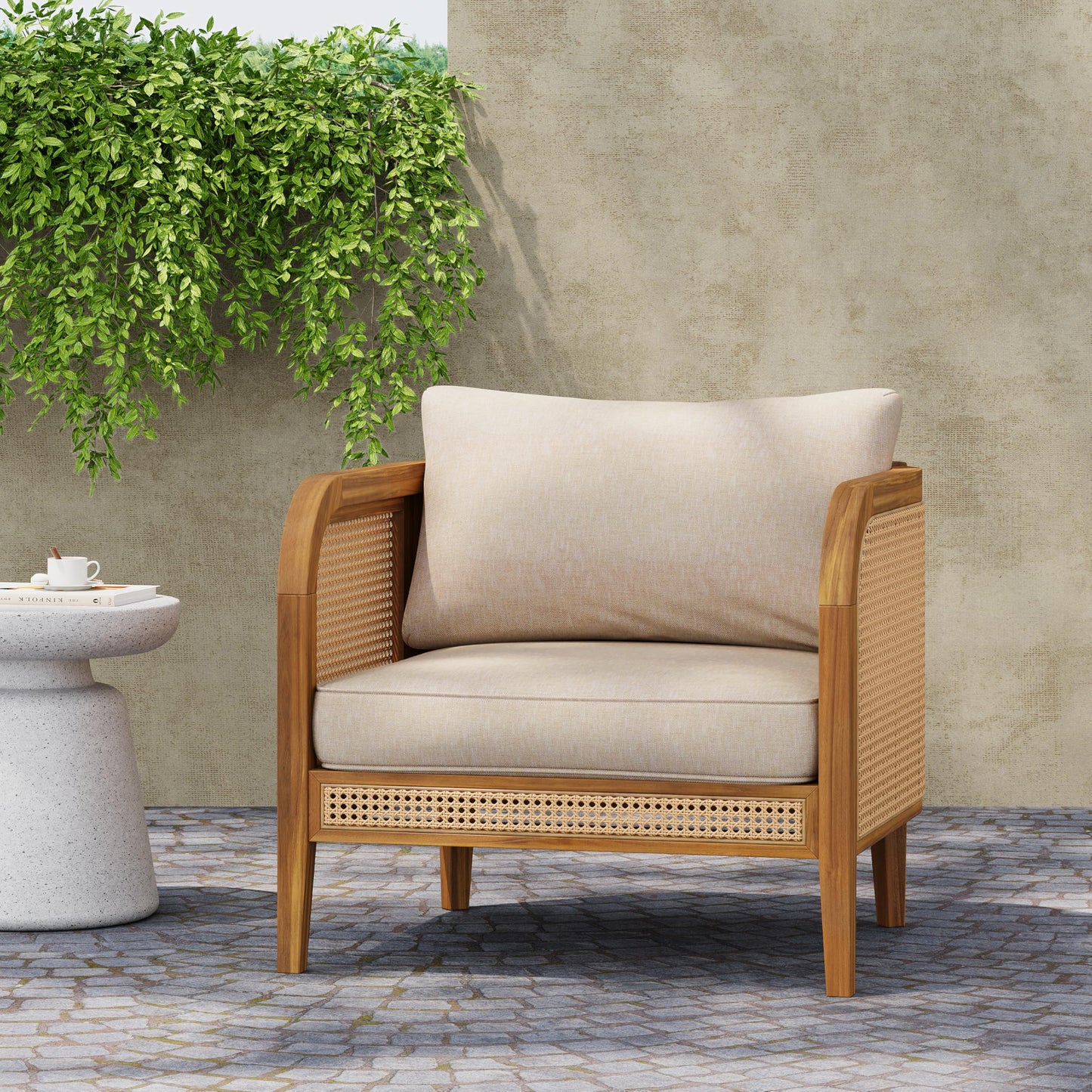 Bohemian Acacia Wood Patio Accent Chairs