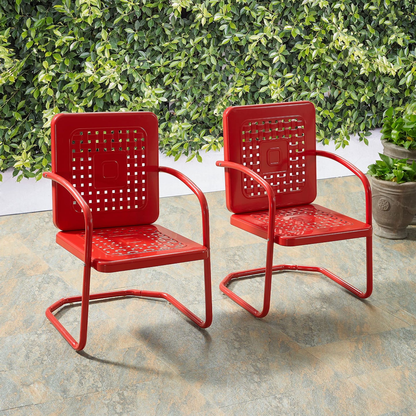 2-Piece Outdoor Chair Set - Retro Metal Patio Chairs