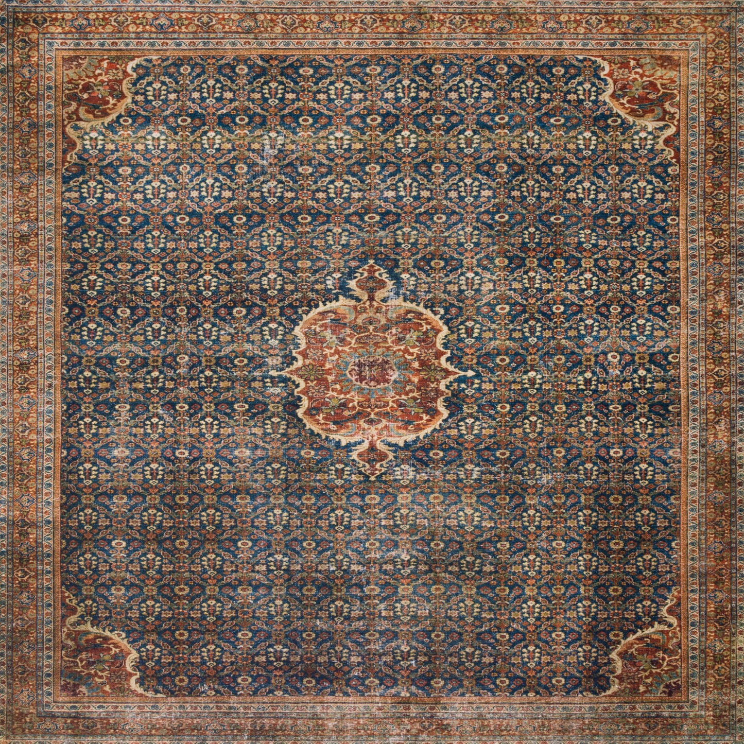 Cobalt Blue/Spice Area Rug - 7'6" x 9'6" (Rectangular)