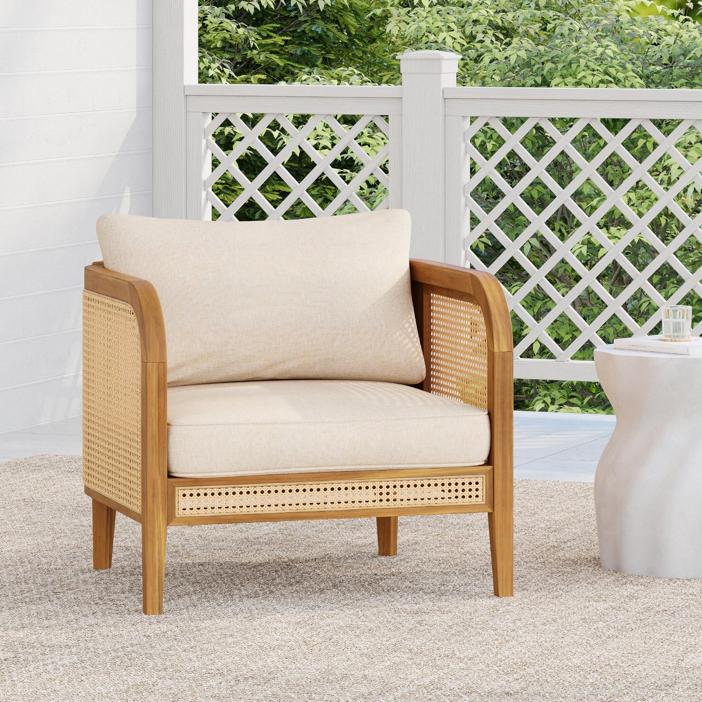 Bohemian Acacia Wood Patio Accent Chairs
