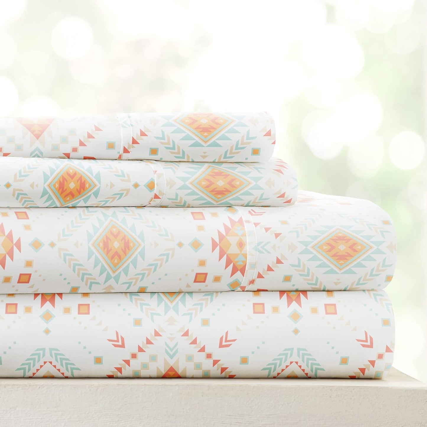 Patterned Microfiber 4 Piece Sheet Set