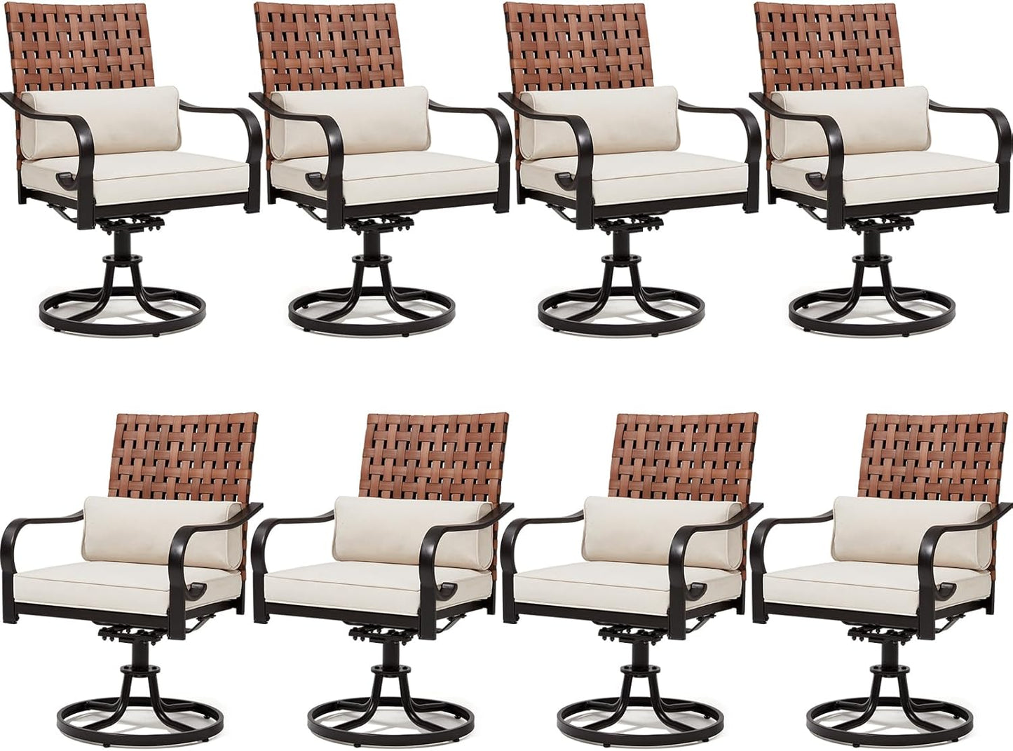 5-Piece Outdoor Dining Set - 4 Swivel Leather-Look Chairs