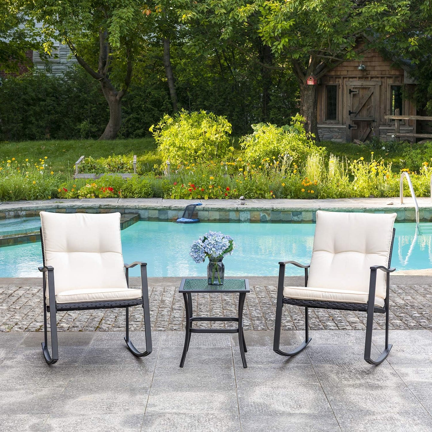3 Piece Outdoor Rocking Bistro Set