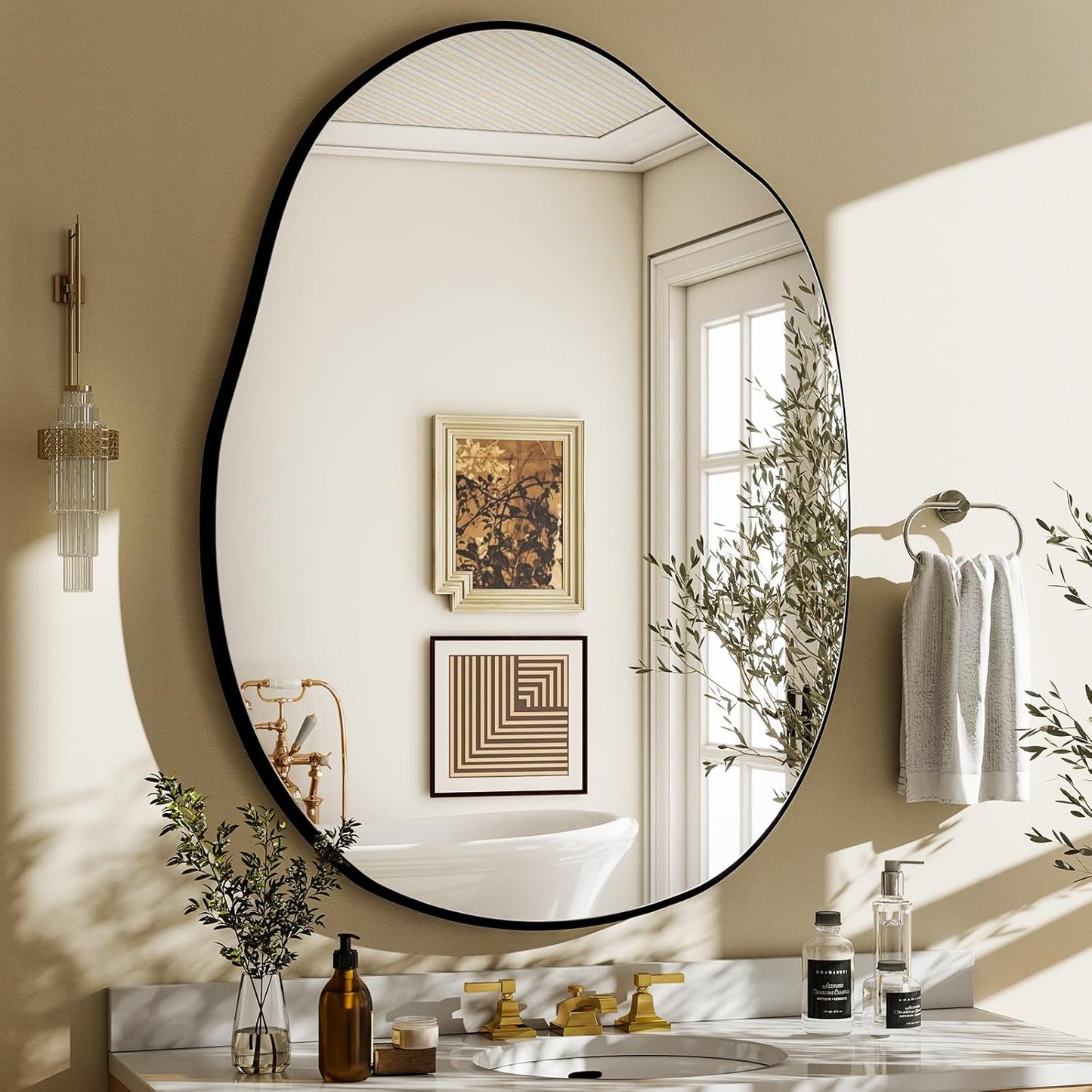 Wood Framed Modern Decorative Mirrors for Bedroom and Living Room
