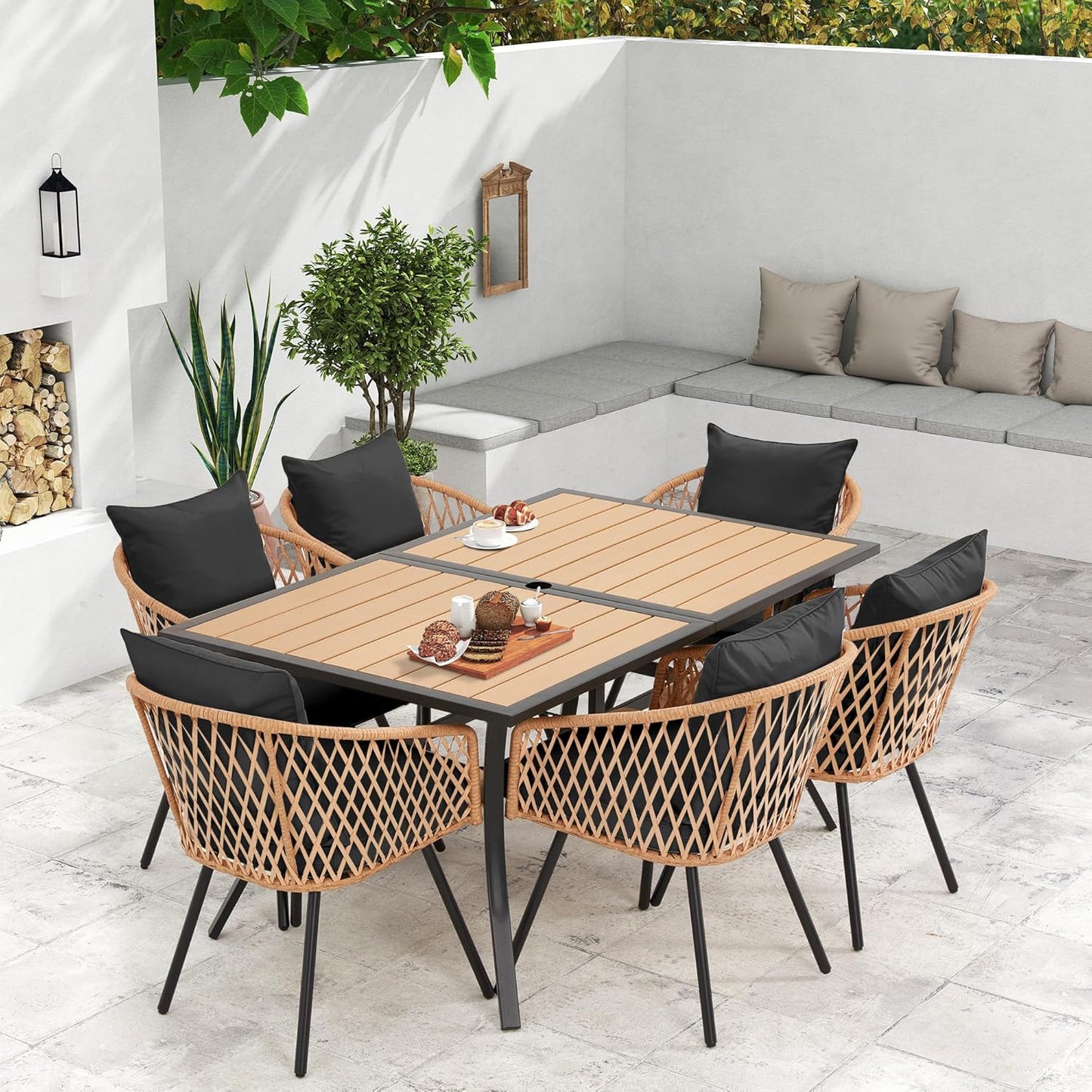 7-Piece All-Weather Rattan Patio Dining Set