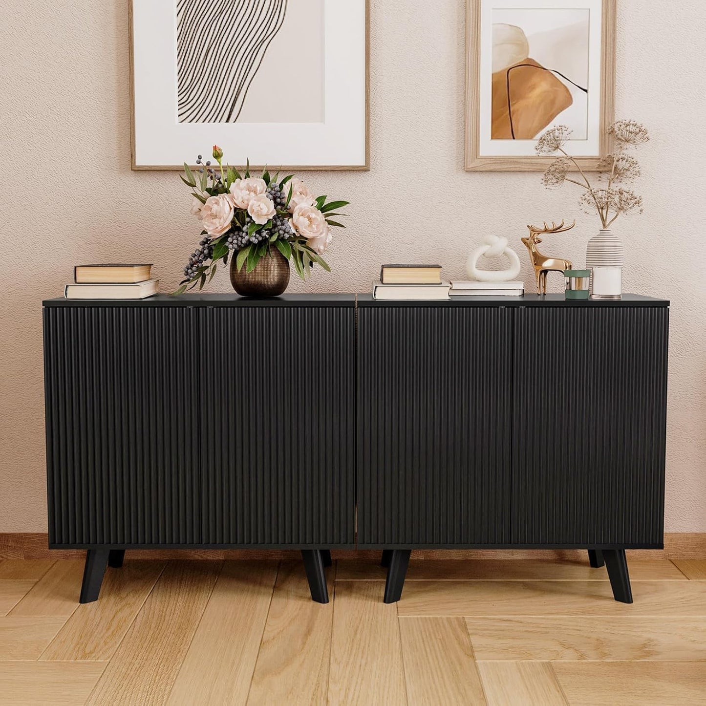 Black Sideboard Buffet Cabinet with Storage