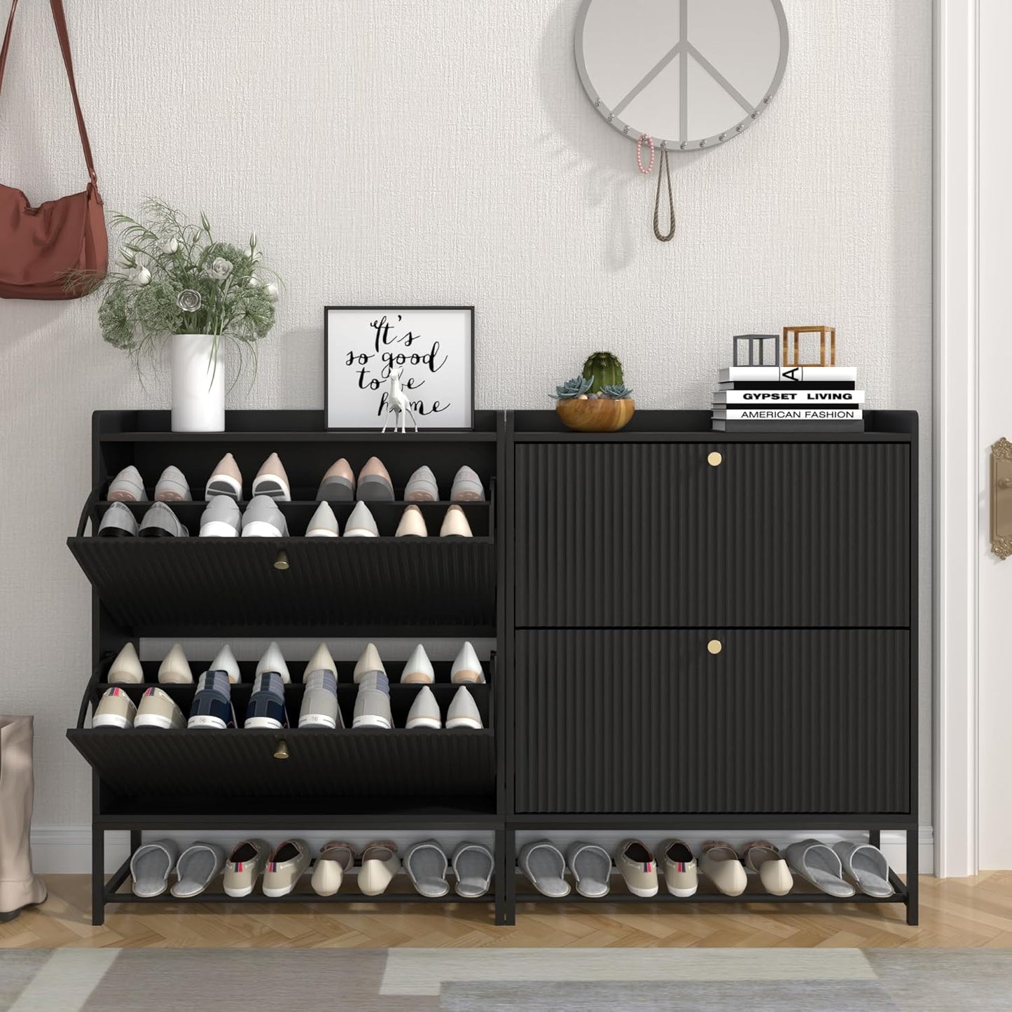Shoe Storage Cabinet with 2 Flip Drawers