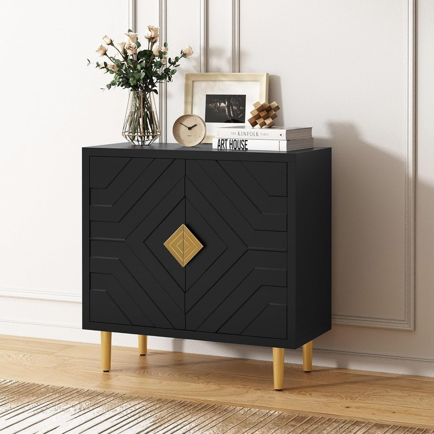 Sideboard Buffet with Decorative Embossed Pattern Doors
