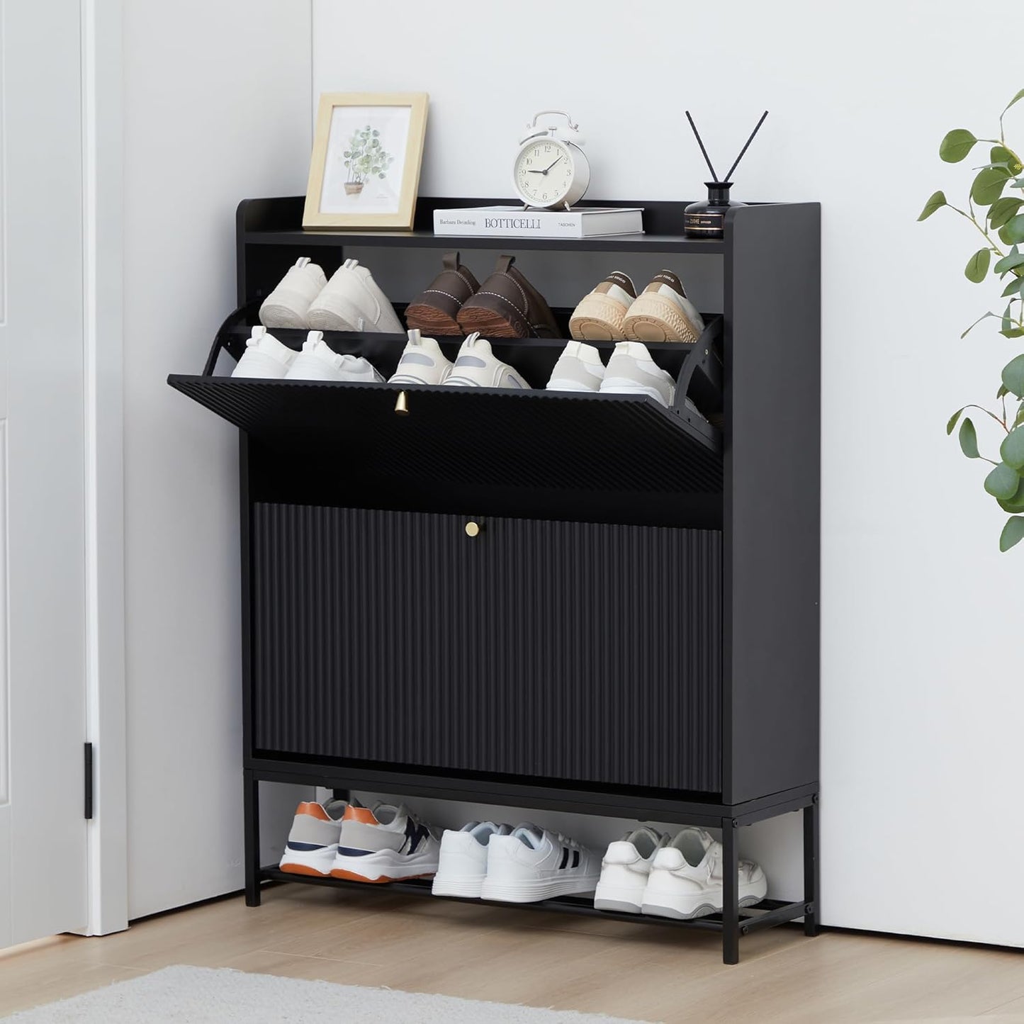 Shoe Storage Cabinet with 2 Flip Drawers