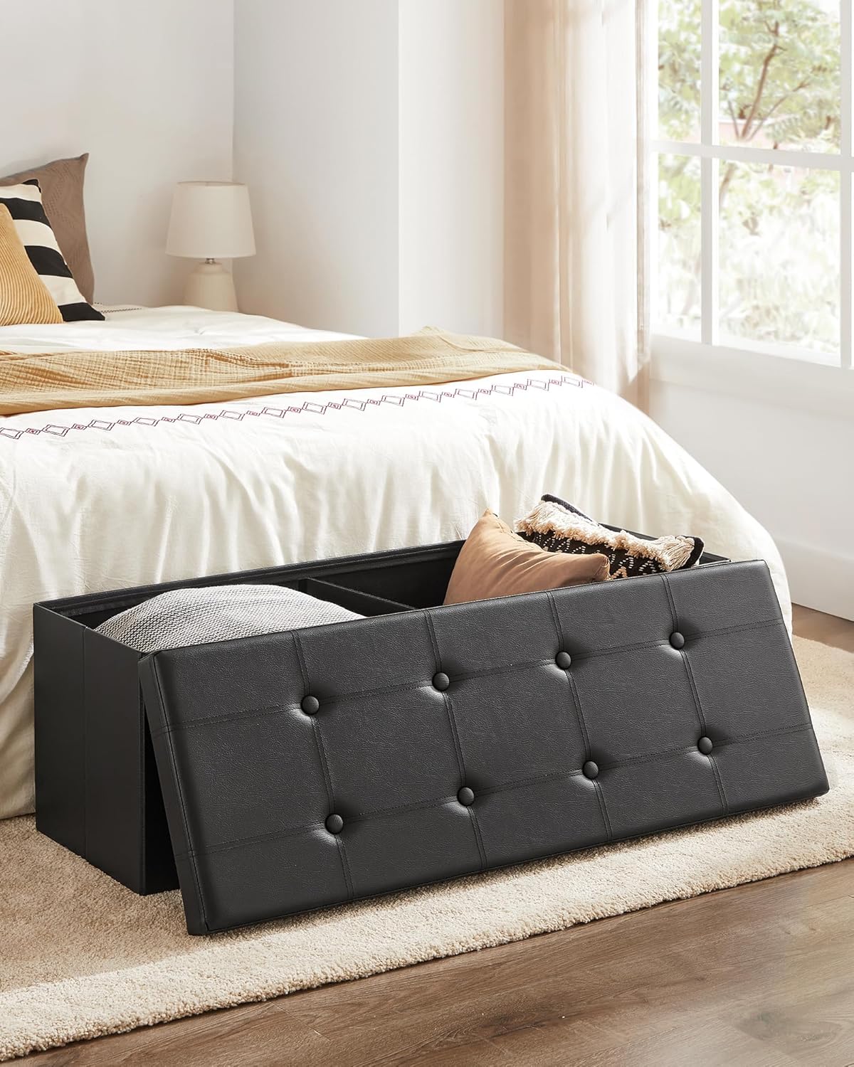 43 Inches Folding Storage Ottoman Bench