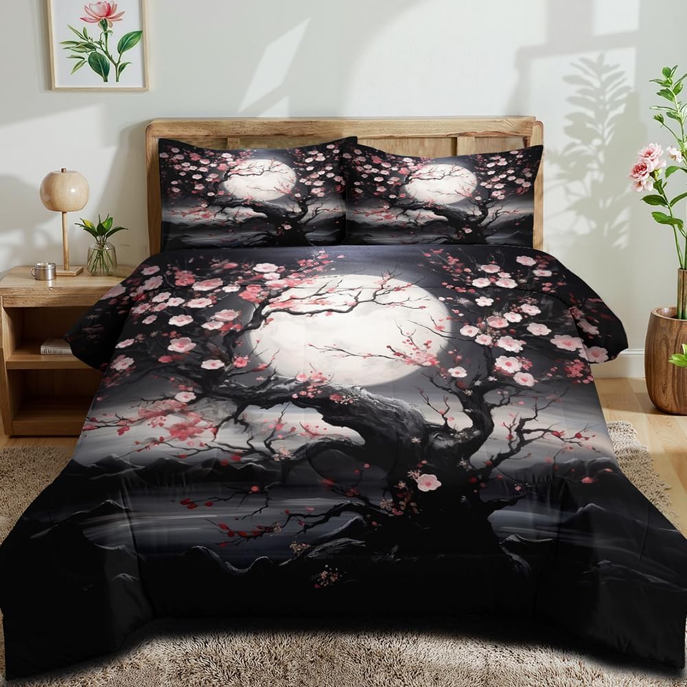 Red Black Geometric Comforter Set Queen Size 3D Stereoscopic