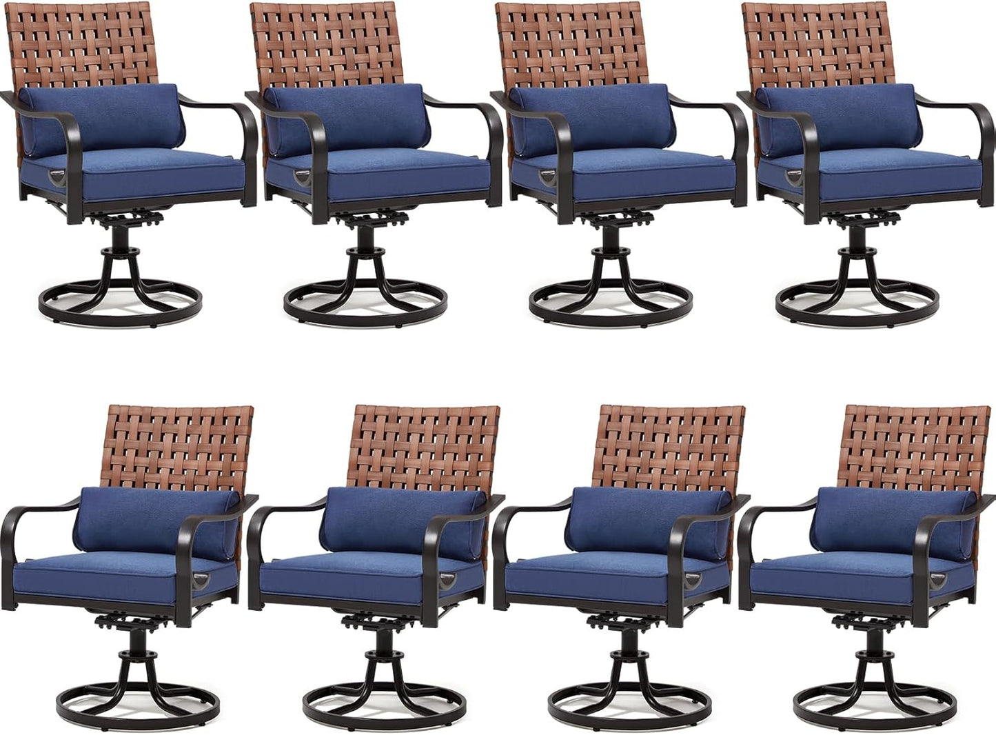 5-Piece Outdoor Dining Set - 4 Swivel Leather-Look Chairs