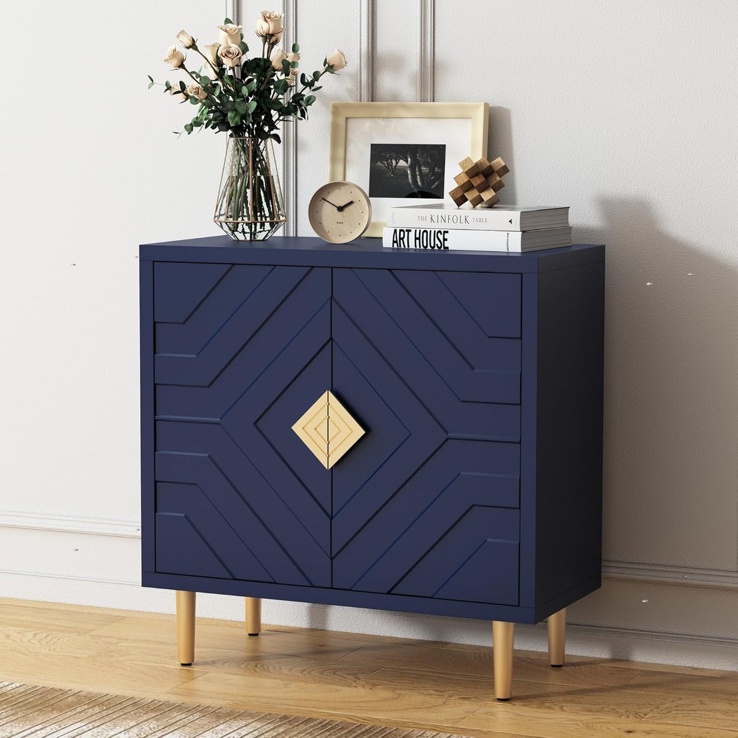 Sideboard Buffet with Decorative Embossed Pattern Doors