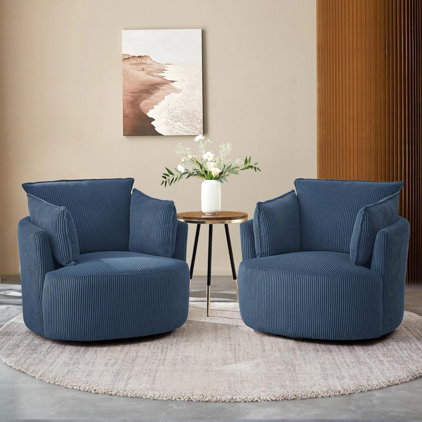 Accent Chair Round Barrel Armchair Upholstered Living Room Chair