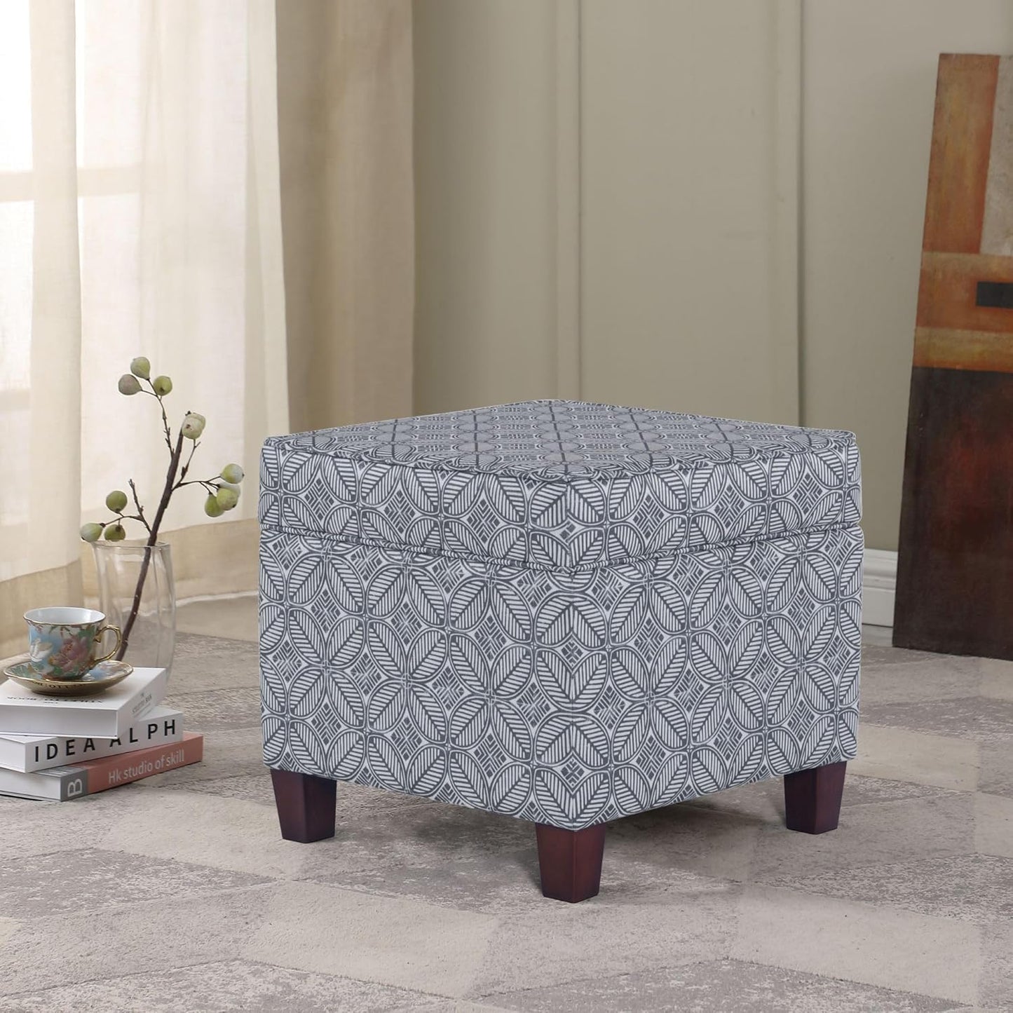 Classic Square Storage Ottoman with Lift Off Lid