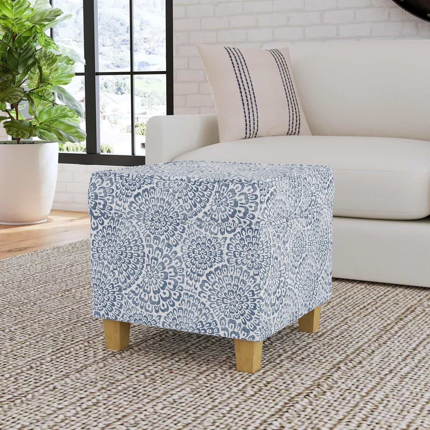 Classic Square Storage Ottoman with Lift Off Lid