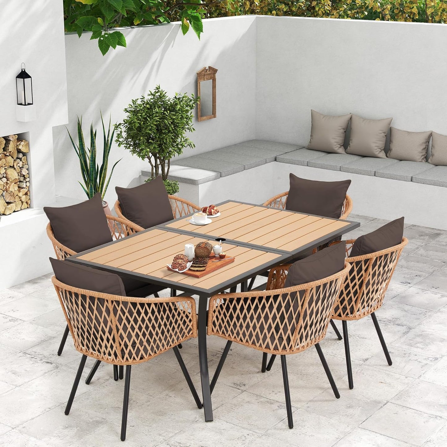 7-Piece All-Weather Rattan Patio Dining Set