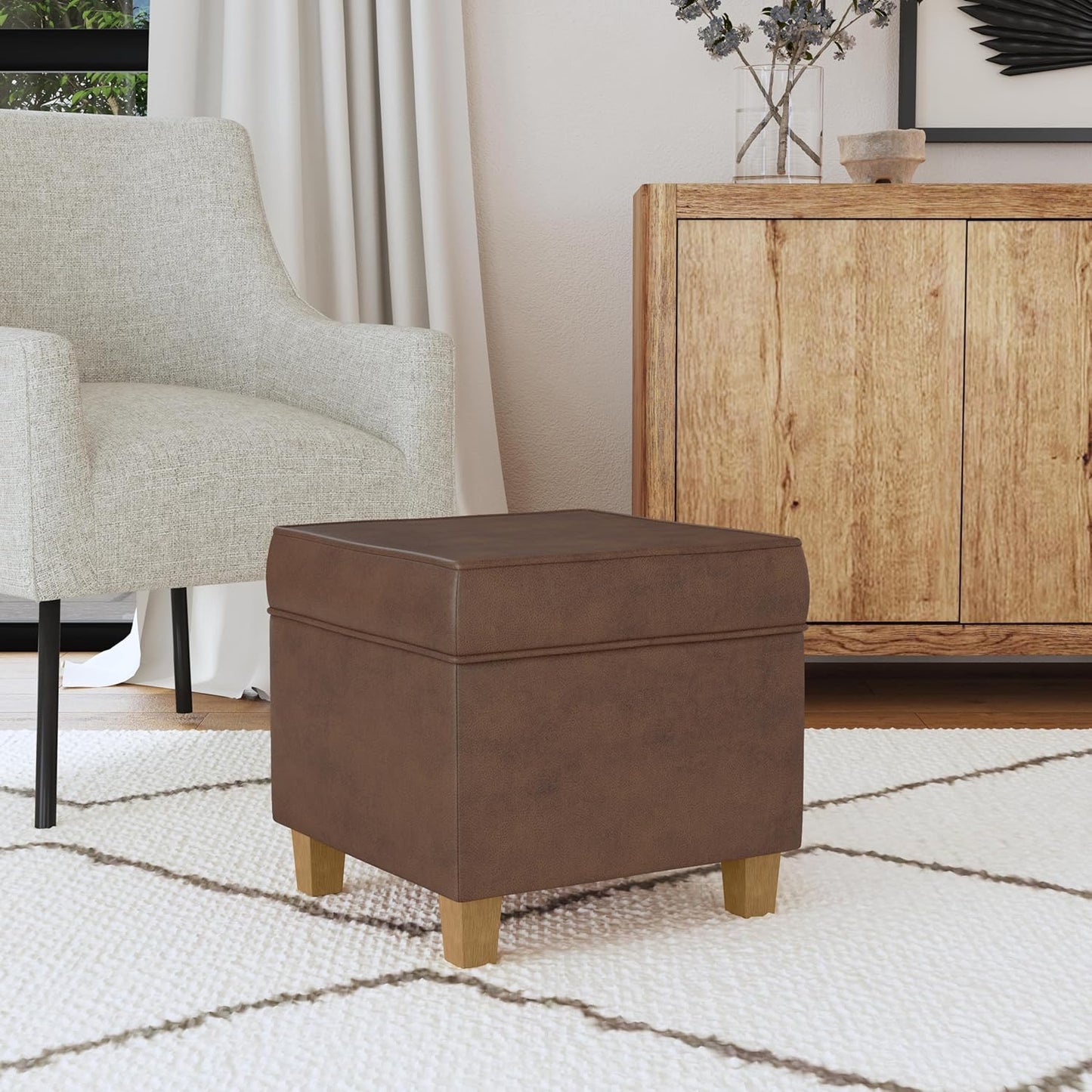 Classic Square Storage Ottoman with Lift Off Lid