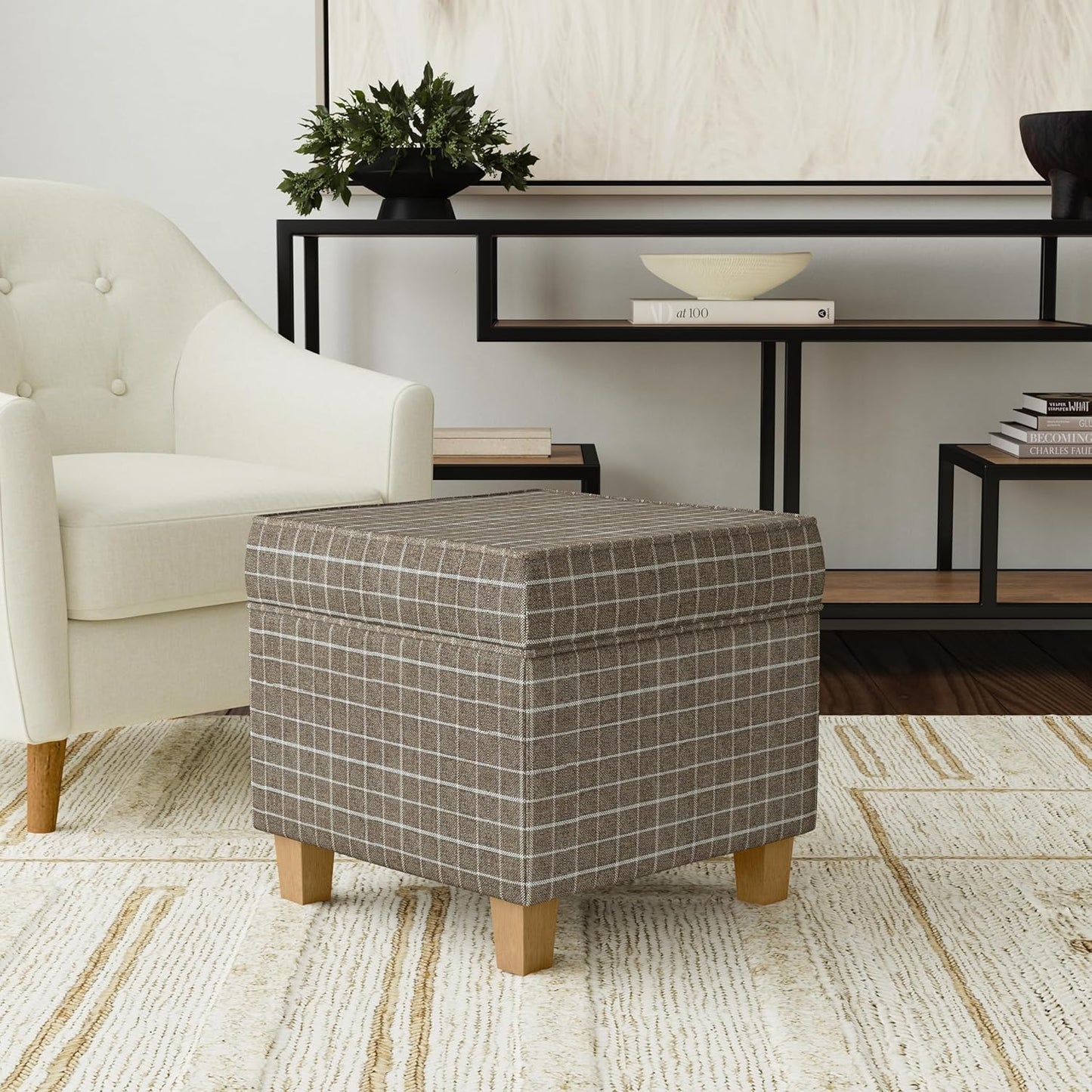 Classic Square Storage Ottoman with Lift Off Lid