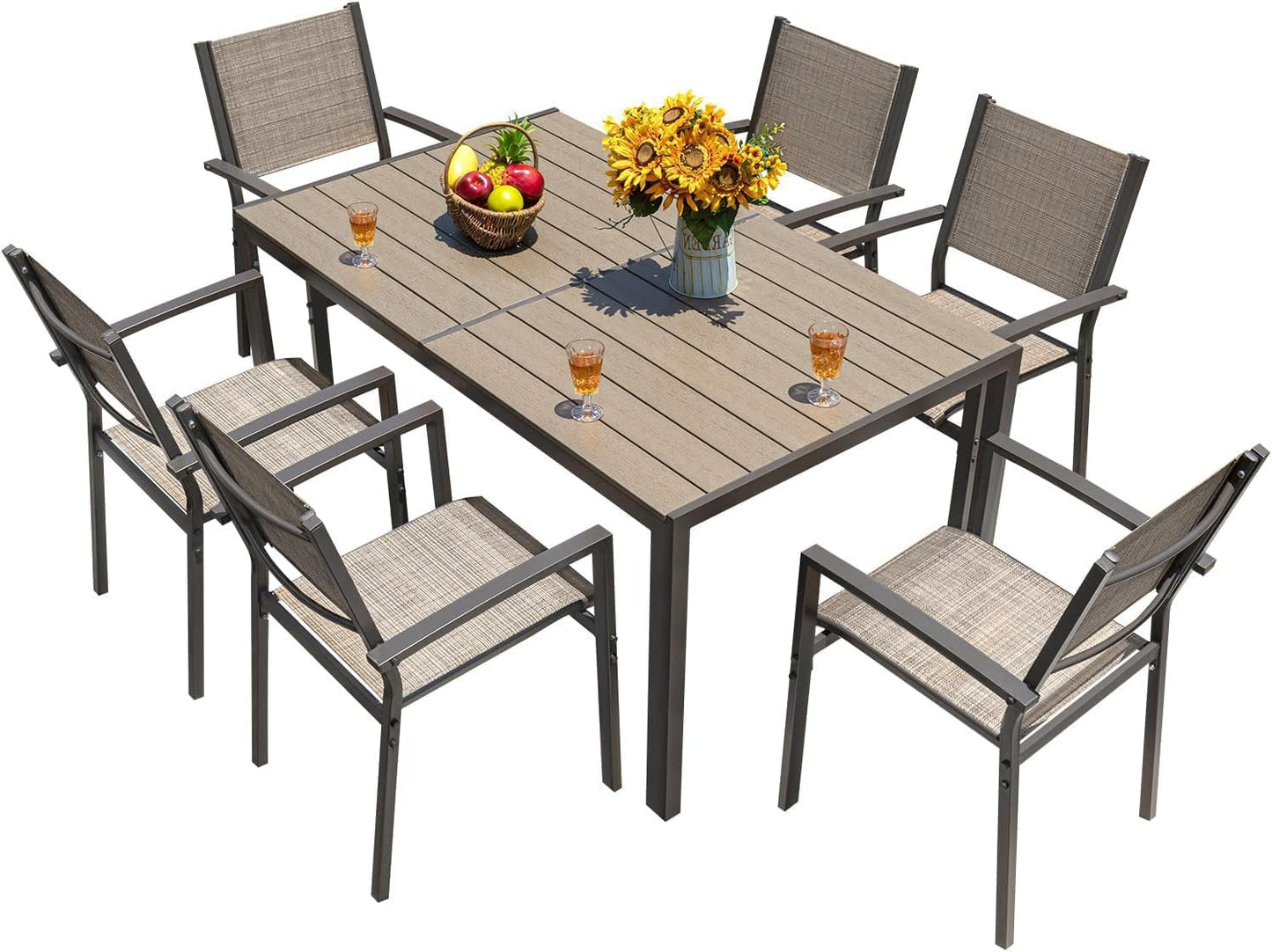7 Pieces Patio Dining Set - Light Grey