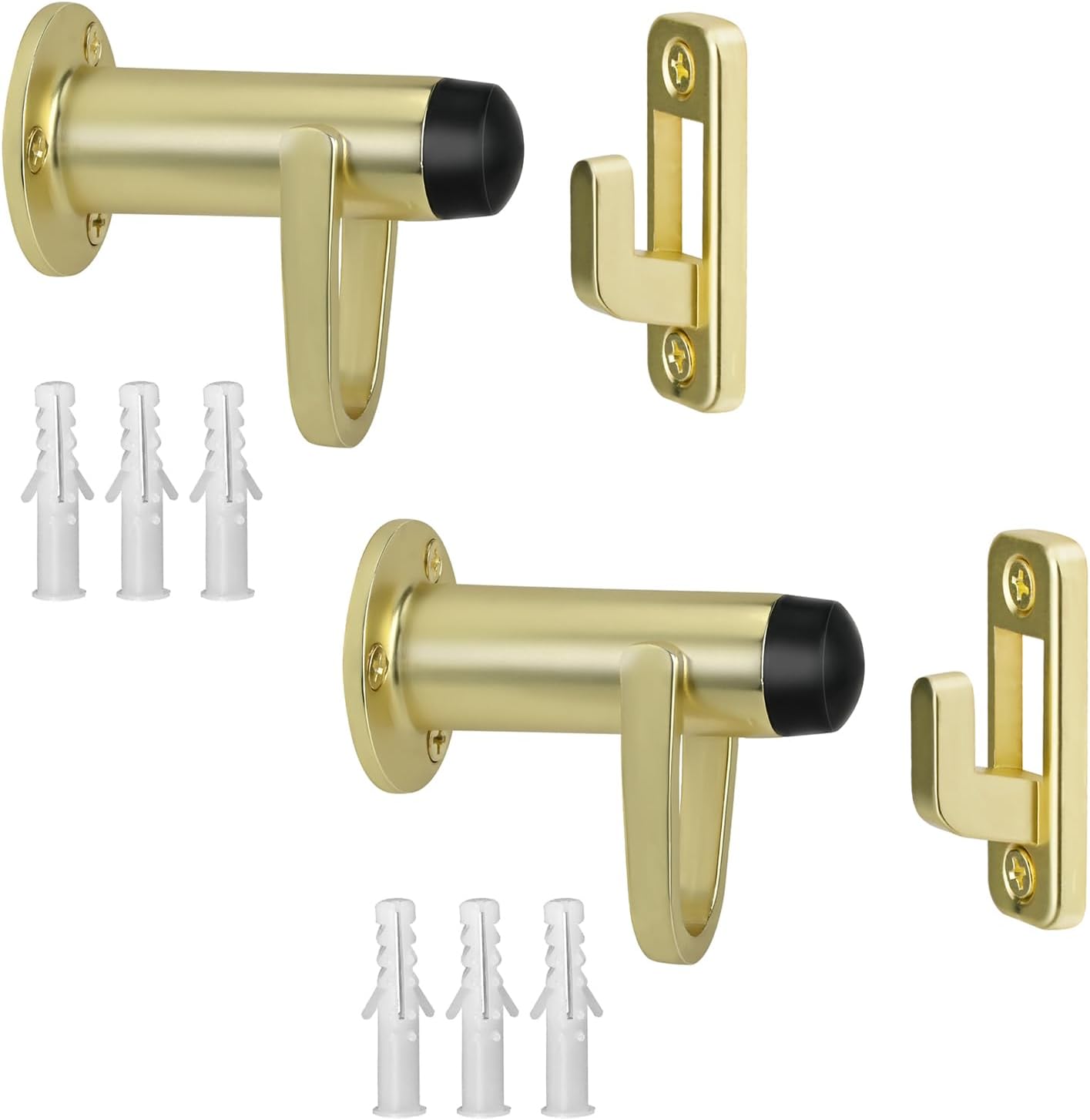 2 Pack Heavy Duty Door Stopper with Manual Hook