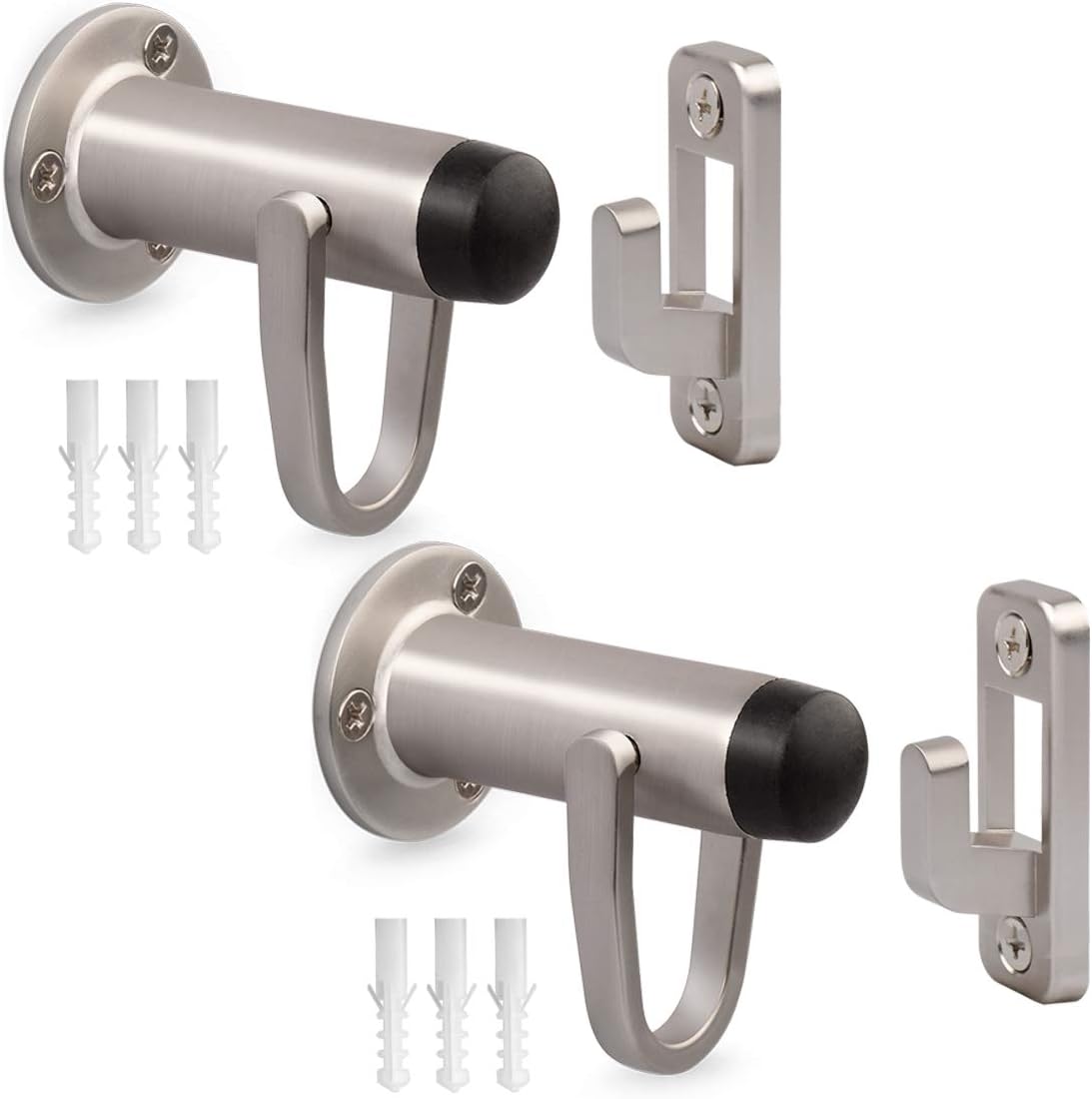 2 Pack Heavy Duty Door Stopper with Manual Hook